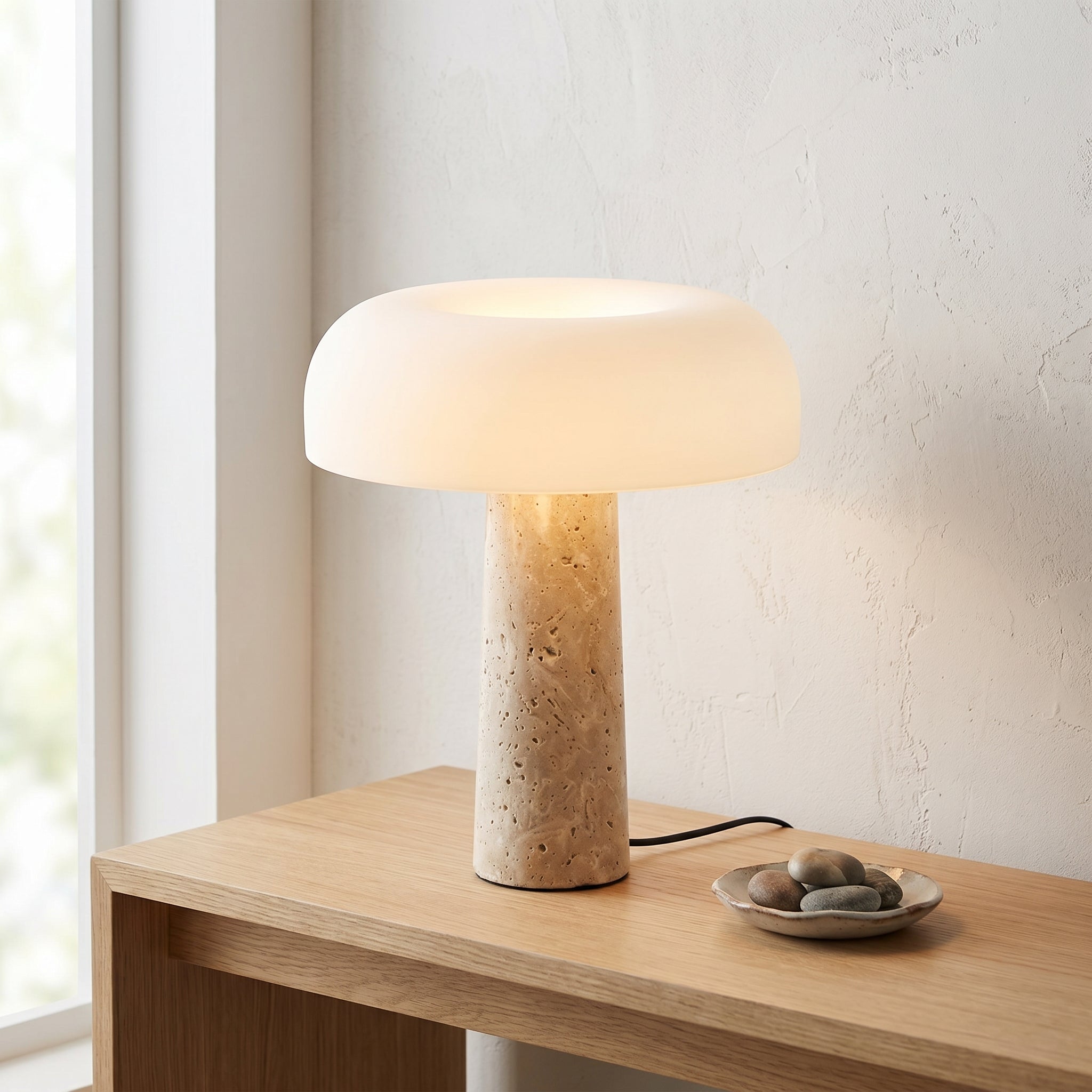 Lumen Kine Travertine Table Lamp