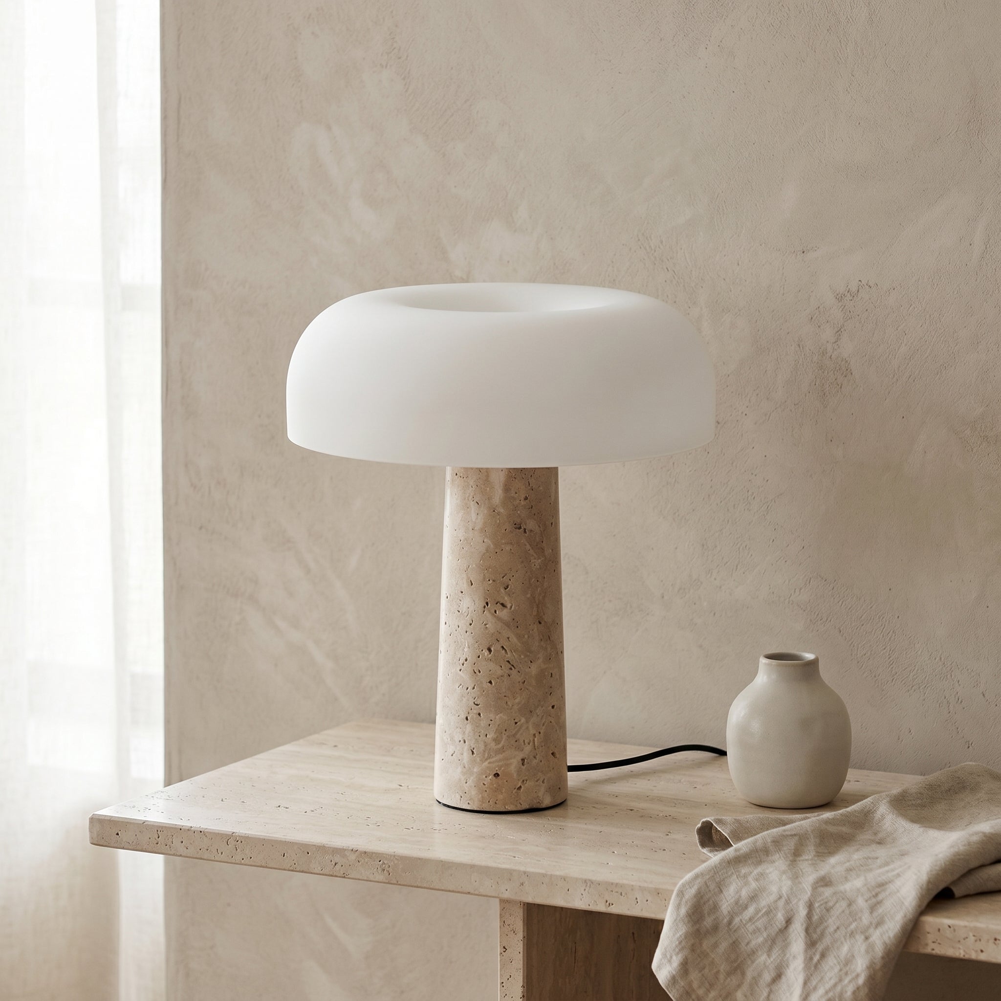 Lumen Kine Travertine Table Lamp