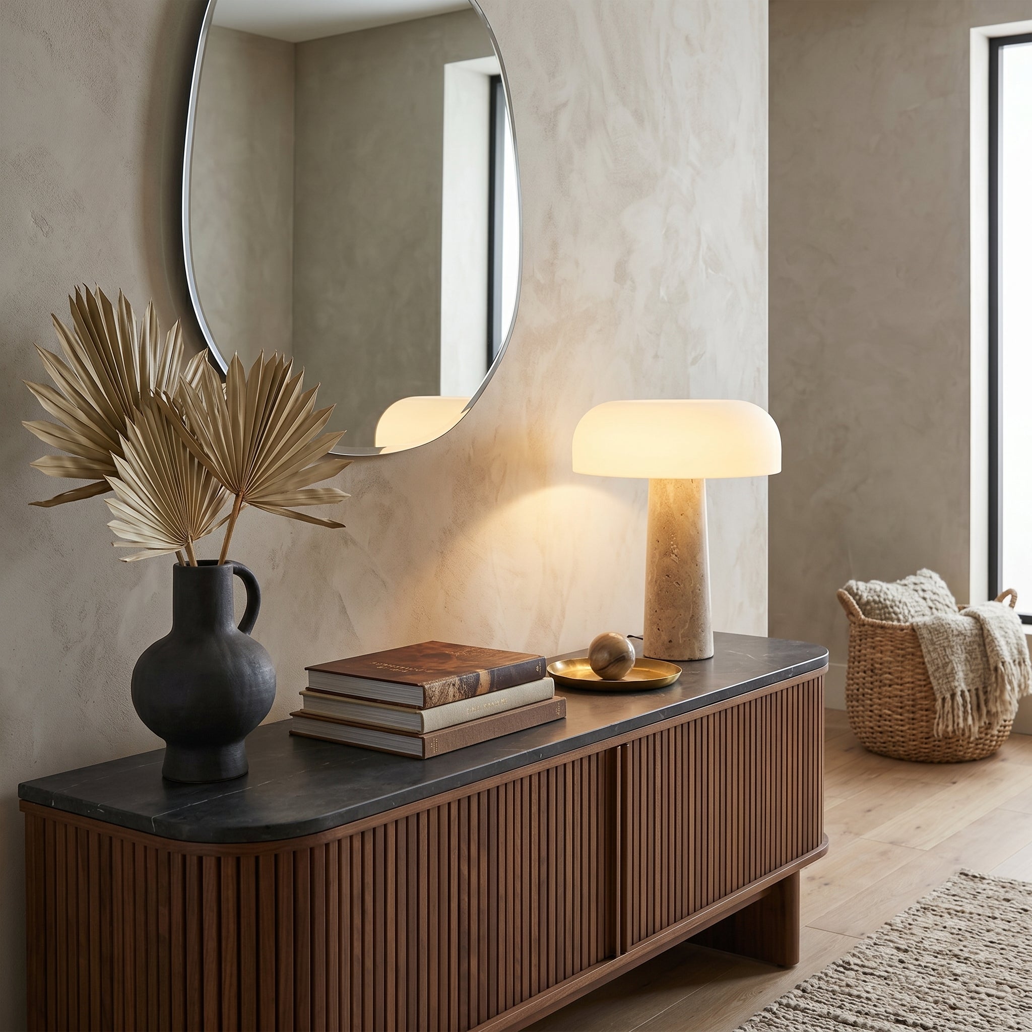 Lumen Kine Travertine Table Lamp