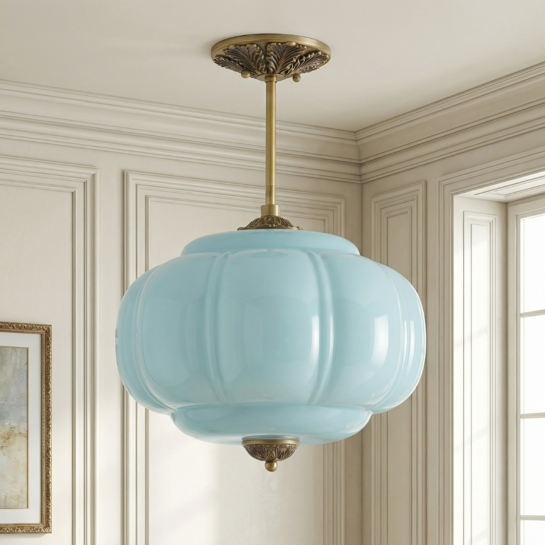 Lumen Milk Pumpkin Glass Pendant Light