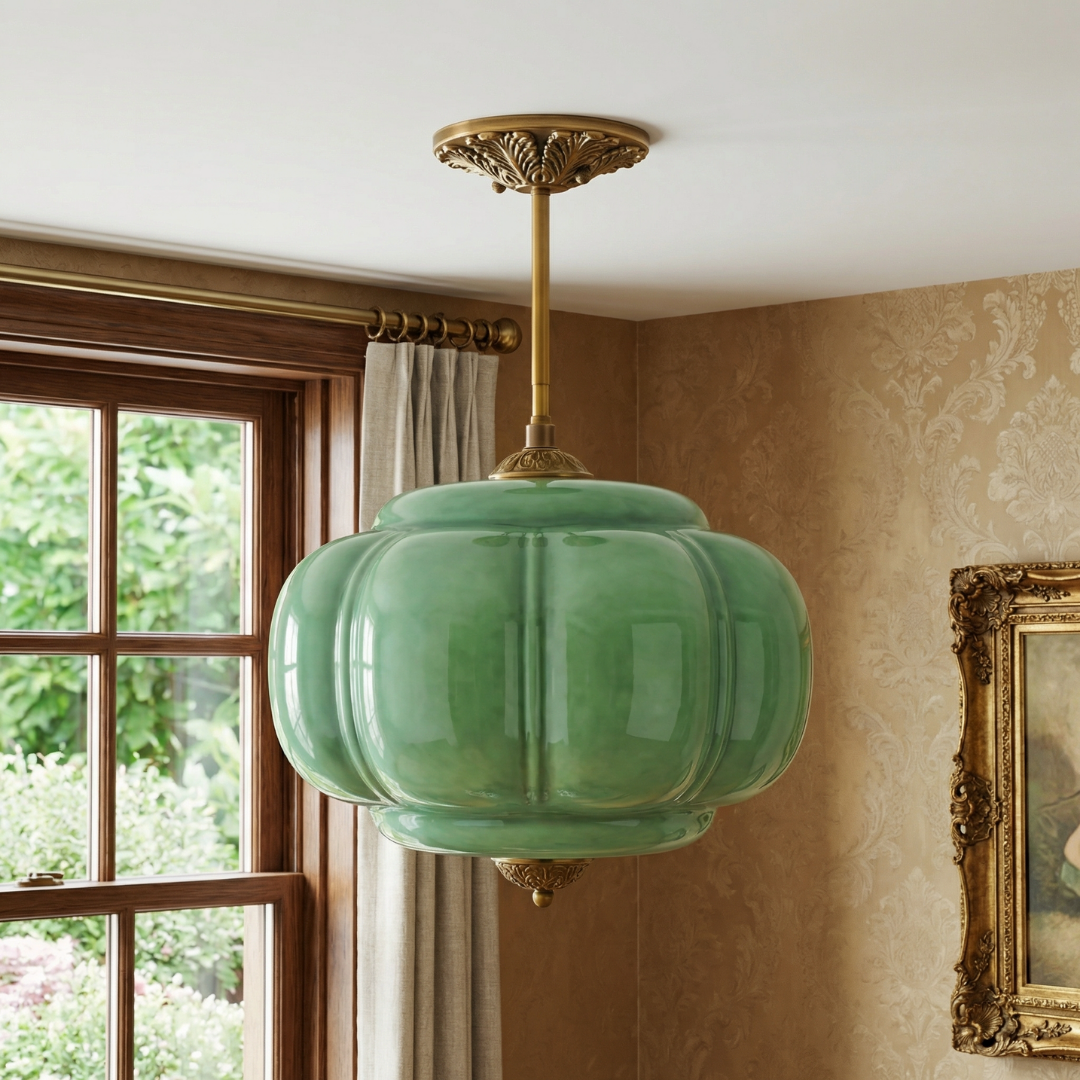 Lumen Milk Pumpkin Glass Pendant Light