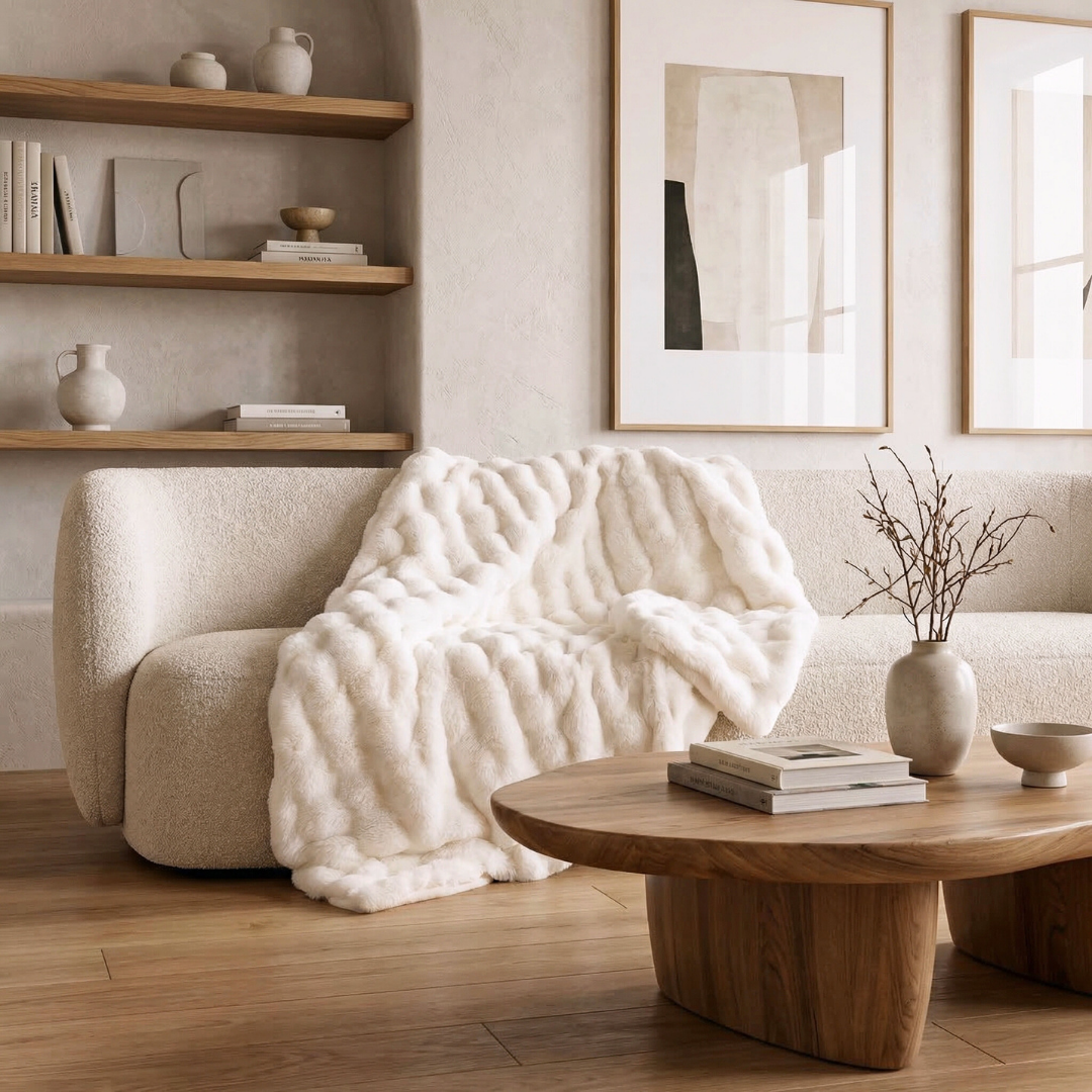 Drapée Faux Rabbit Fur Throw Blanket