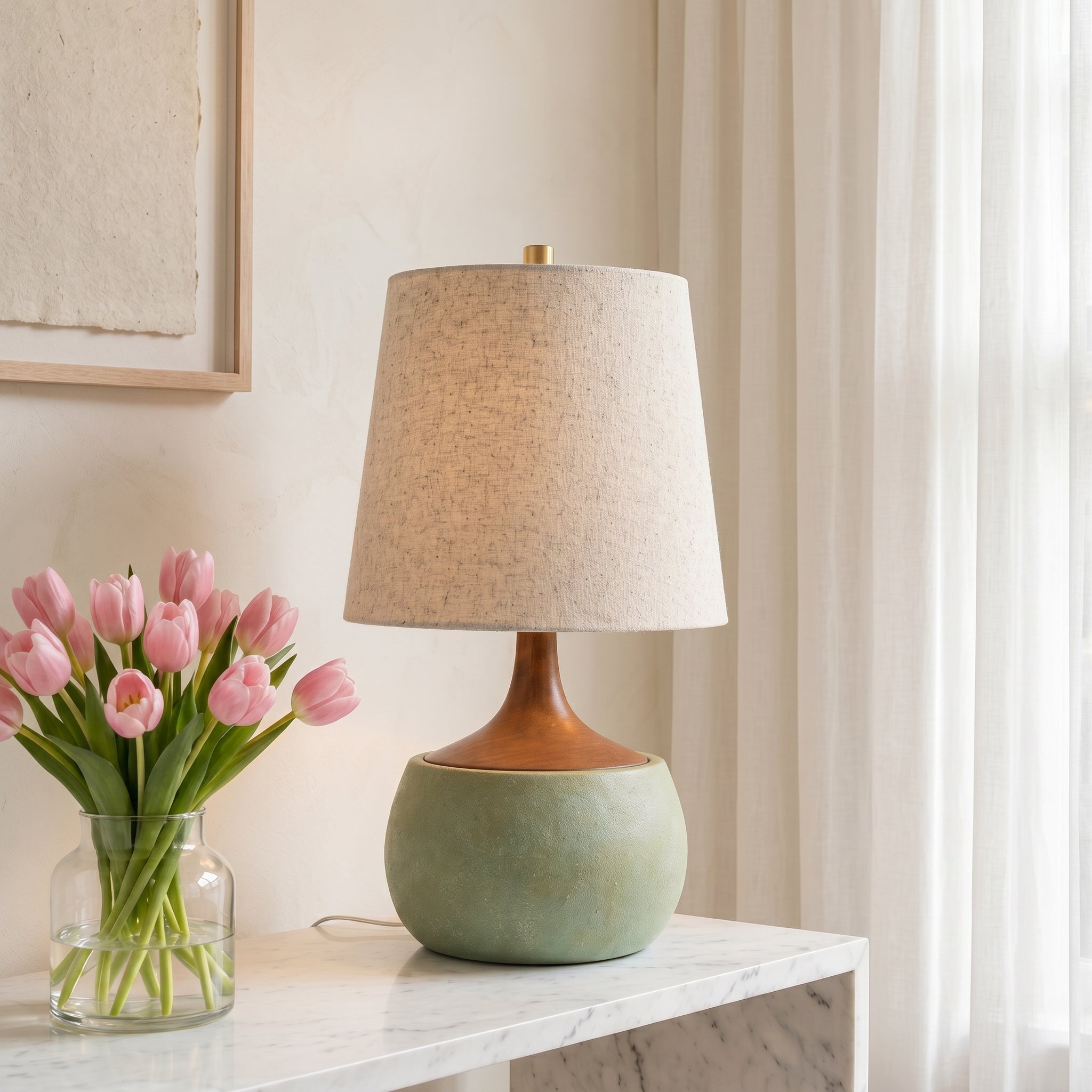 Lumen Thalyn Linen Cement Table Lamp
