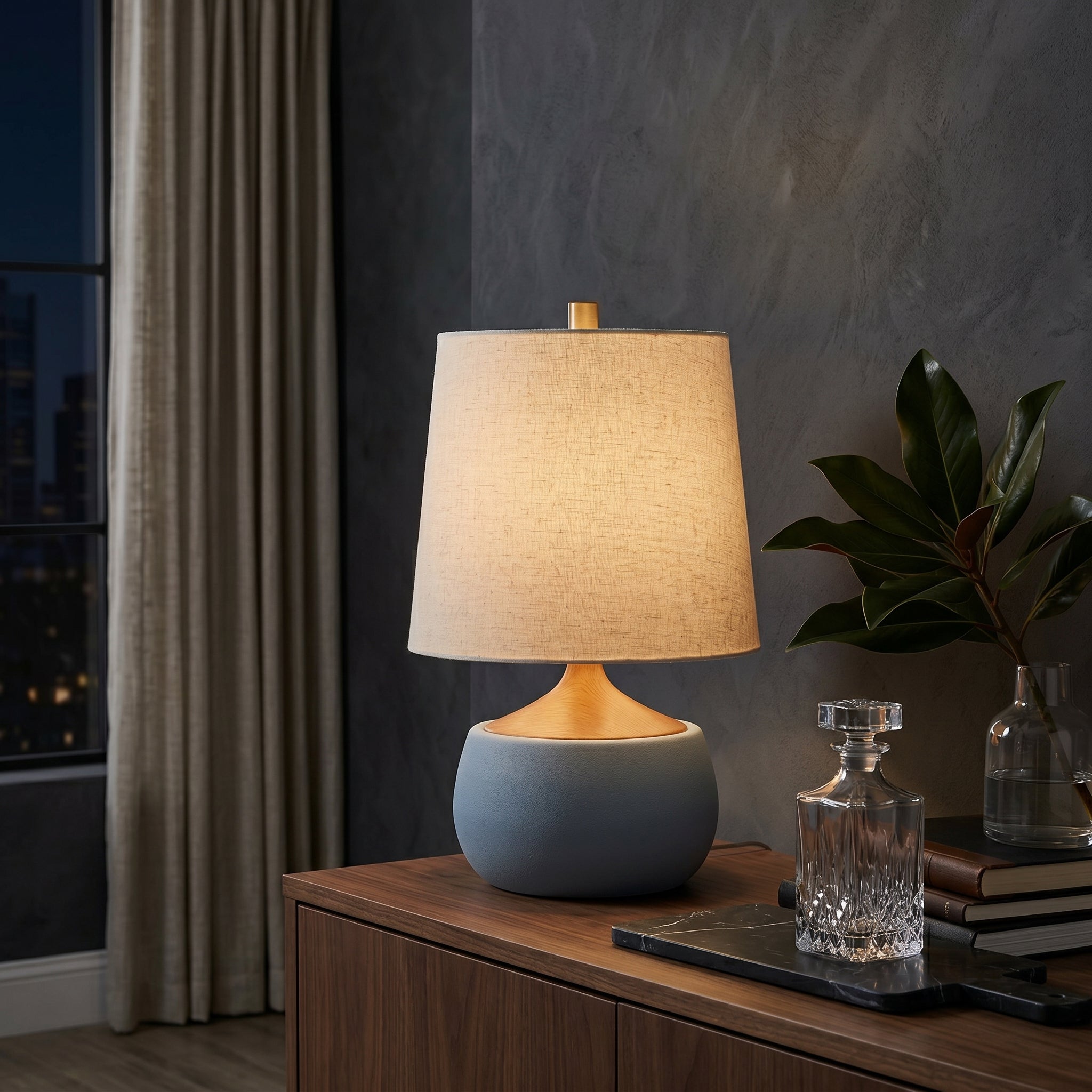 Lumen Thalyn Linen Cement Table Lamp