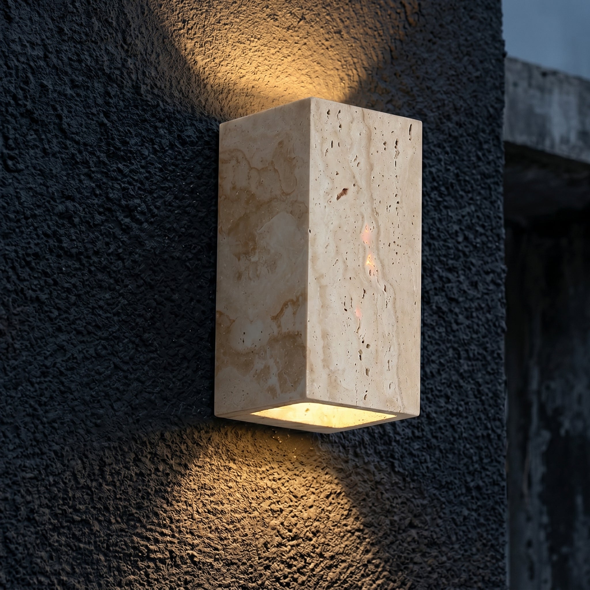 Lumen Travertine Outdoor Wall Lamp