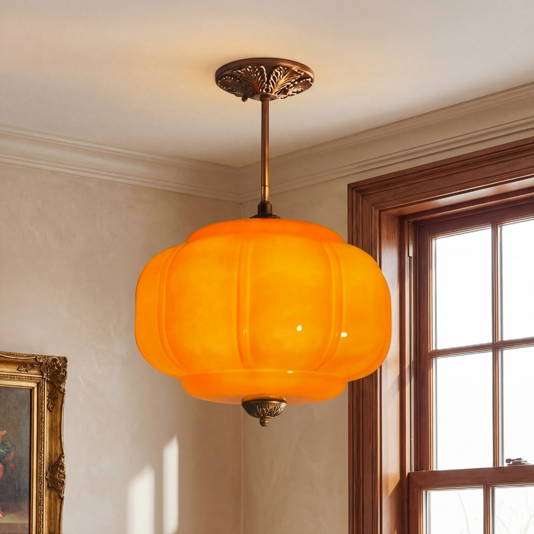 Lumen Milk Pumpkin Glass Pendant Light