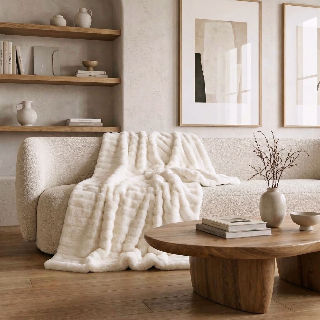 Drapée Faux Rabbit Fur Throw Blanket