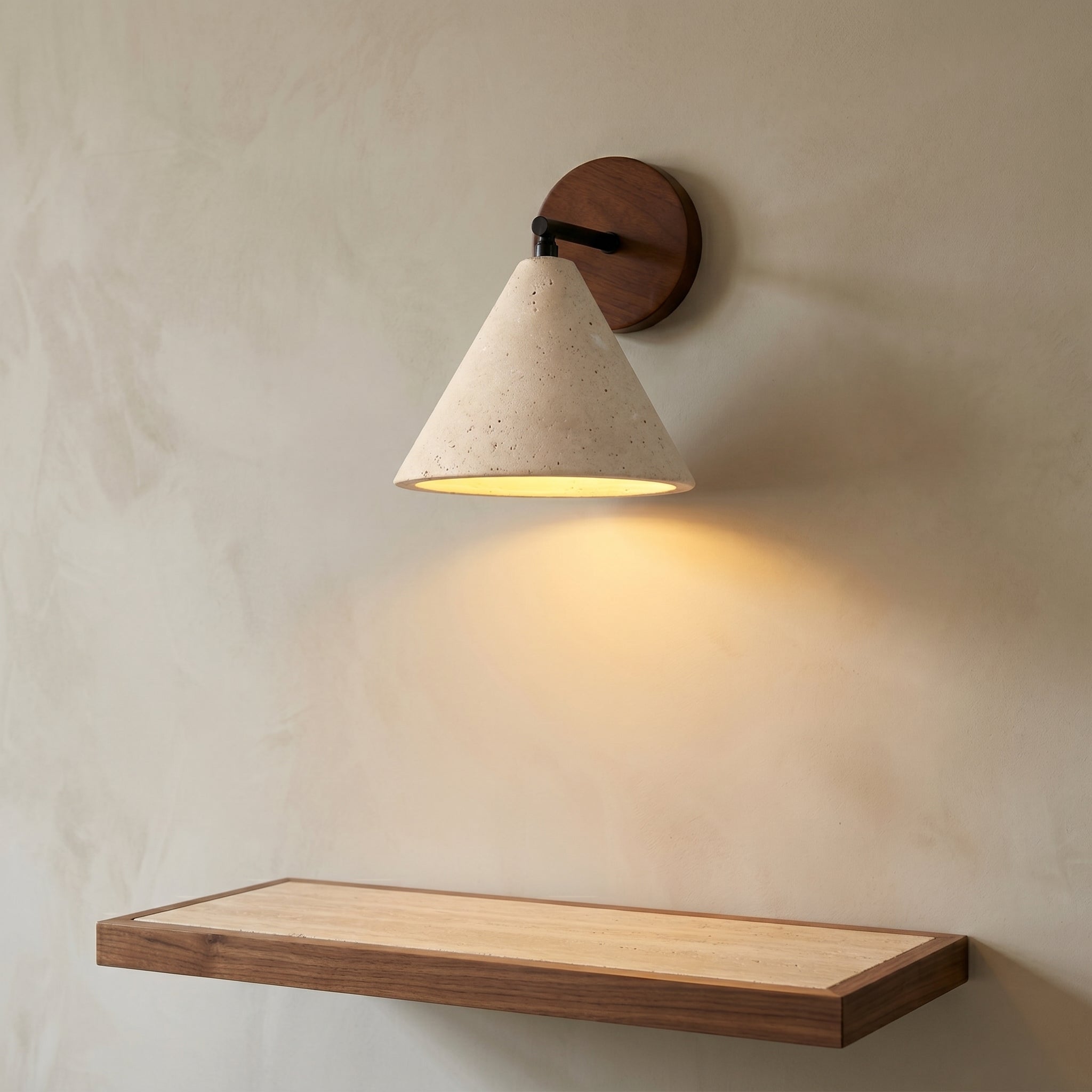 Lumen Travertine Cone Wall Light