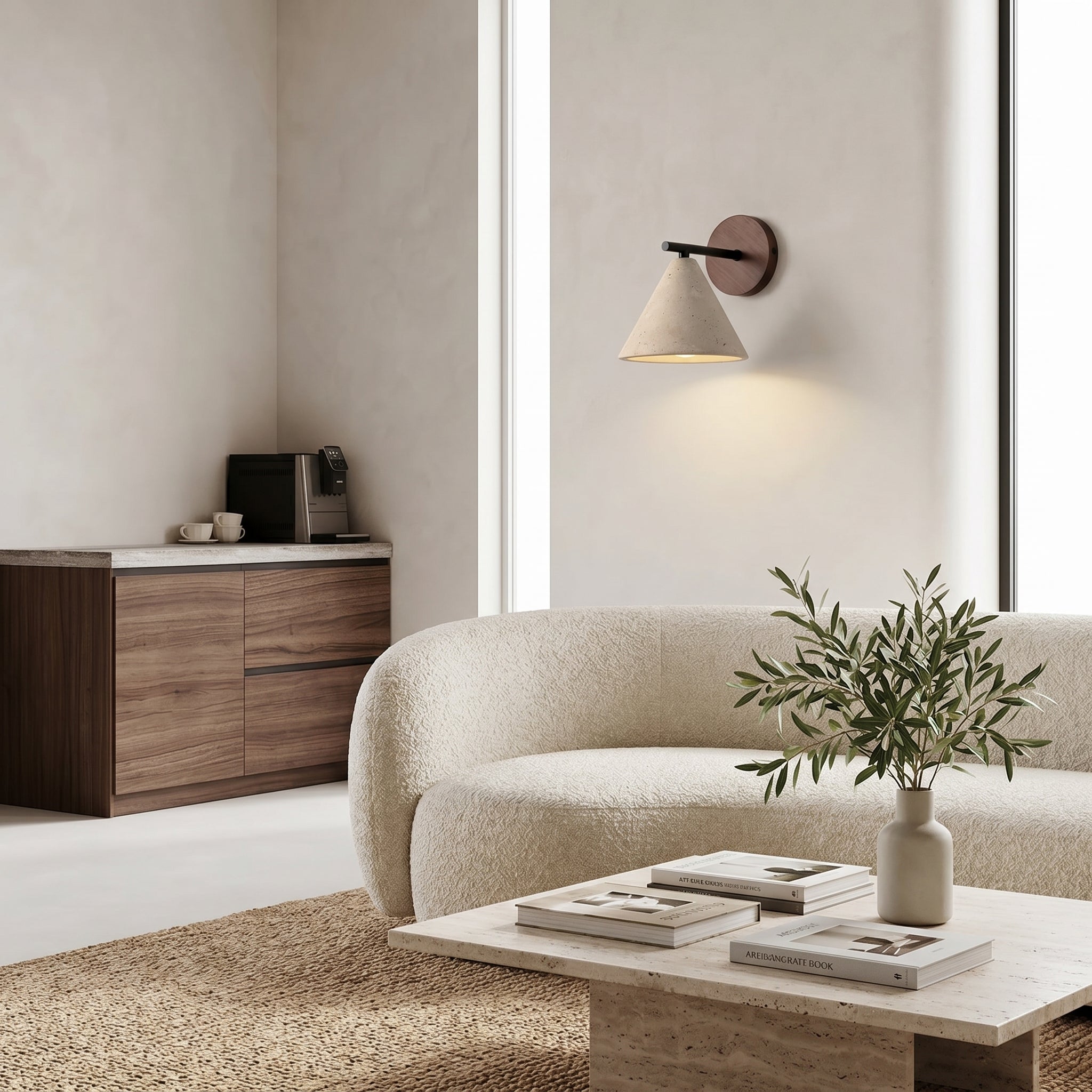 Lumen Travertine Cone Wall Light