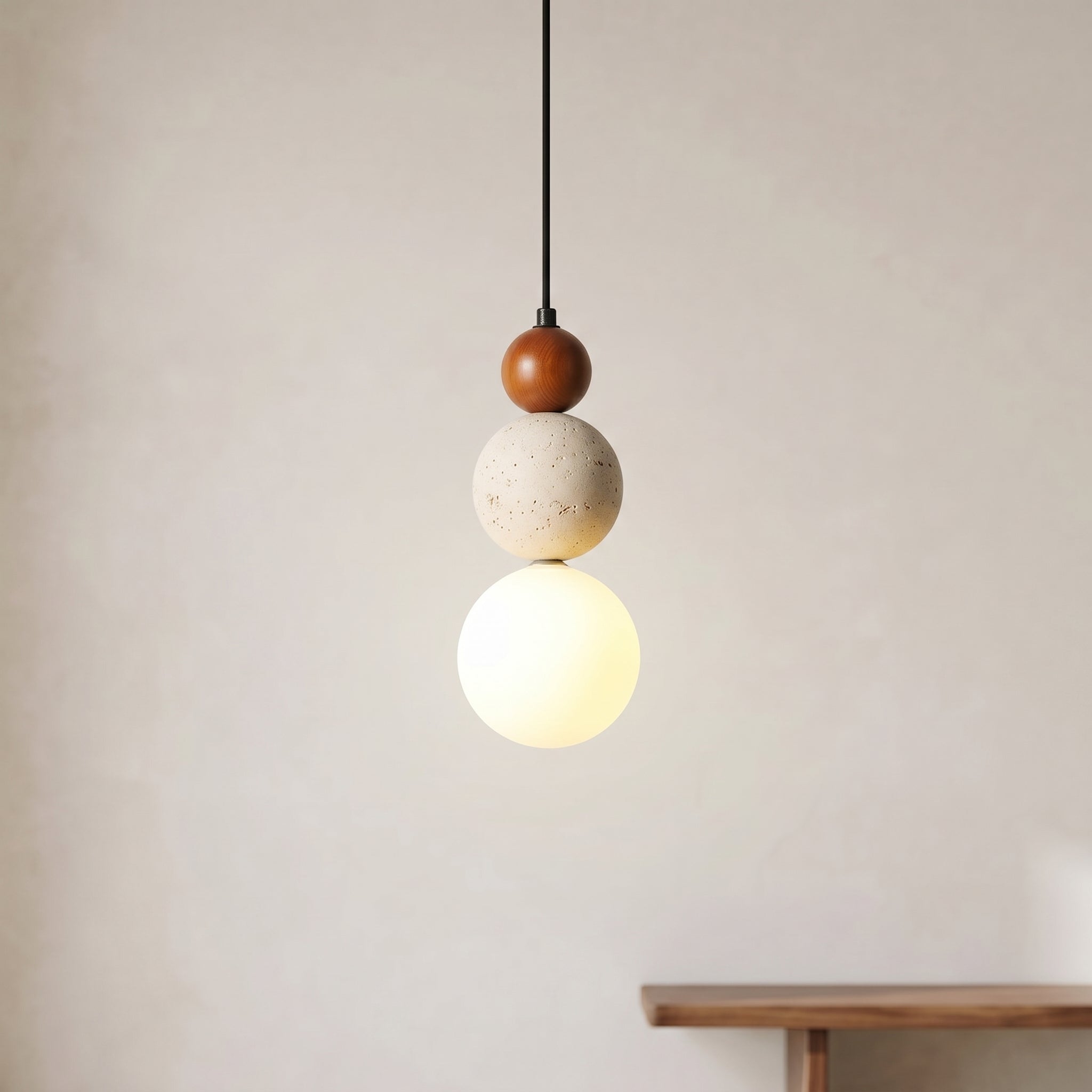 Lumen Cream Stone Bedside Pendant