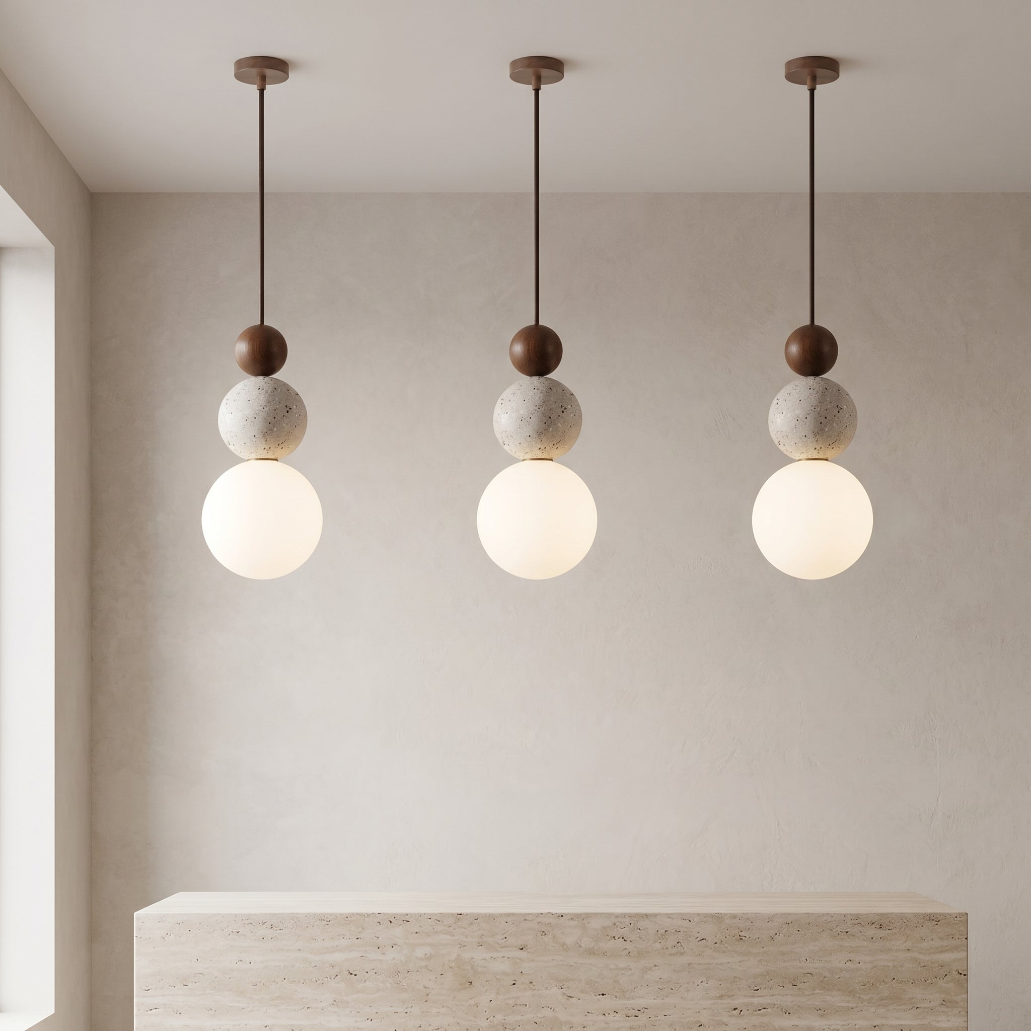 Lumen Cream Stone Bedside Pendant