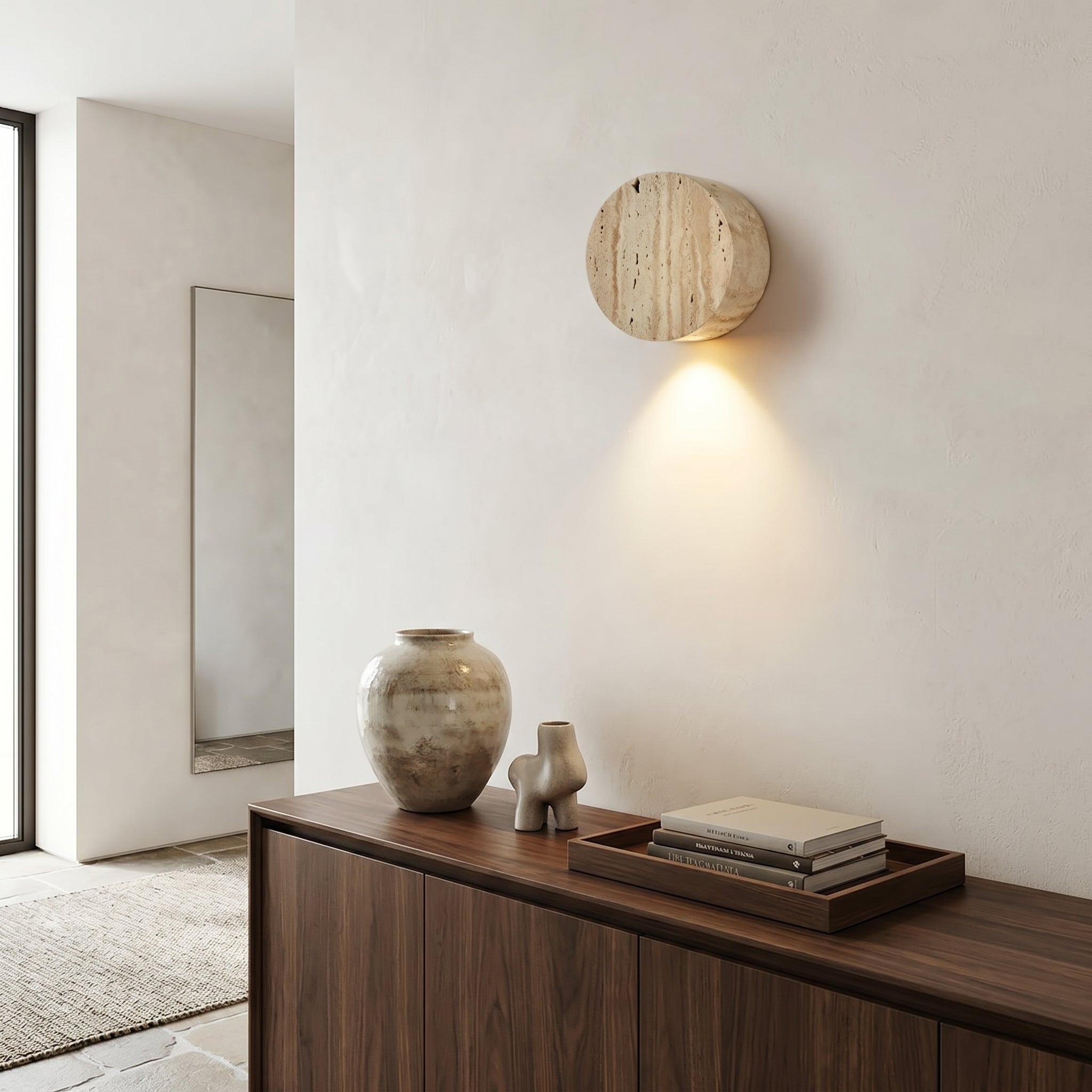 Lumen Travertine Stone Wall Sconce