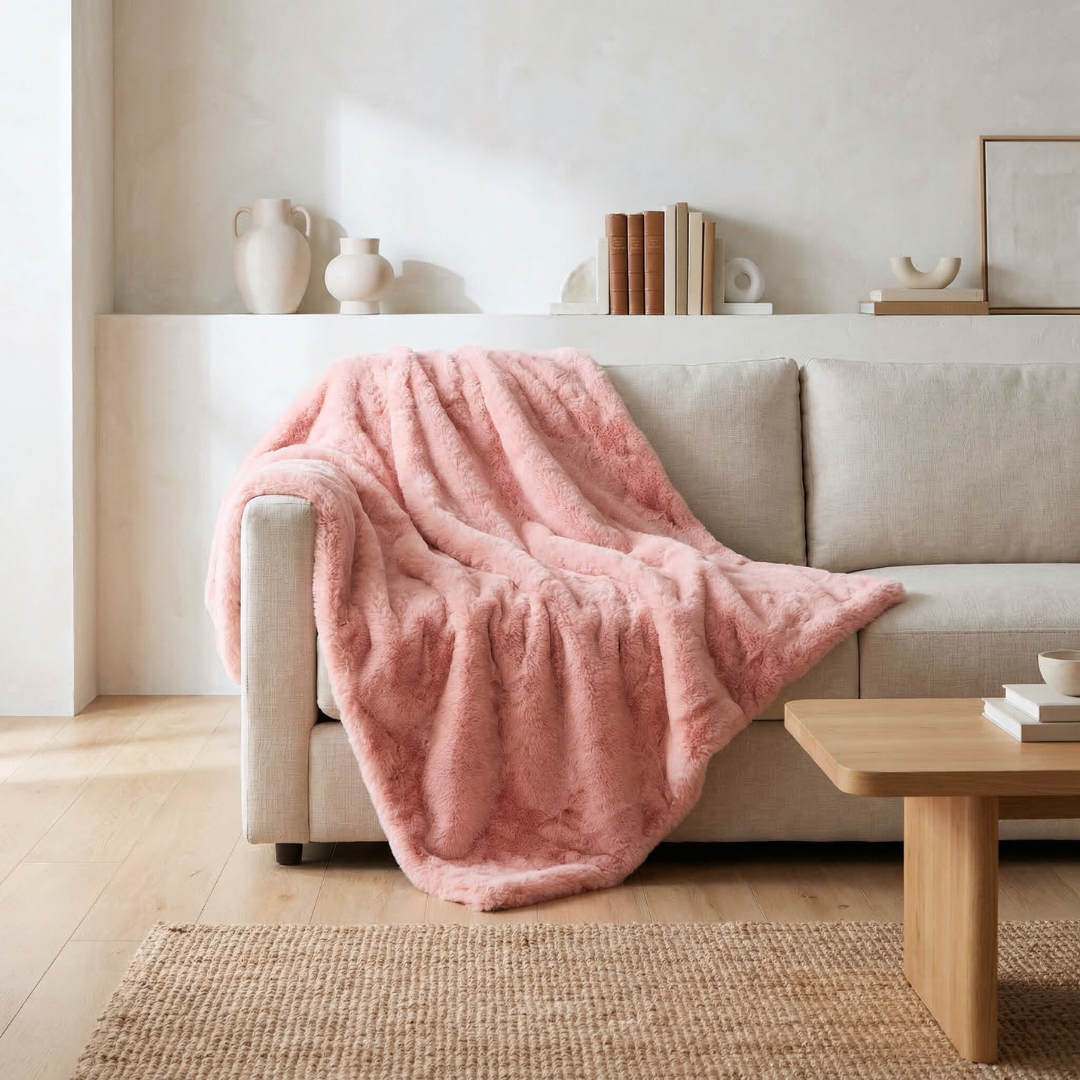 Drapée Faux Rabbit Fur Throw Blanket