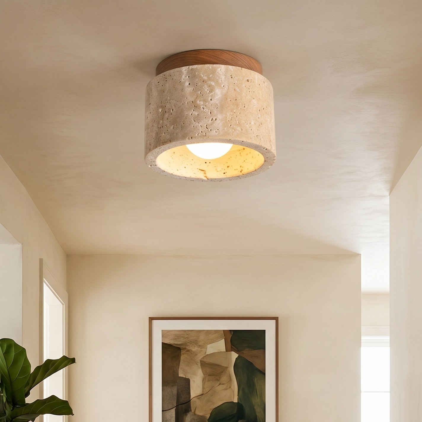 Lumen Travertine Ceiling Fixture