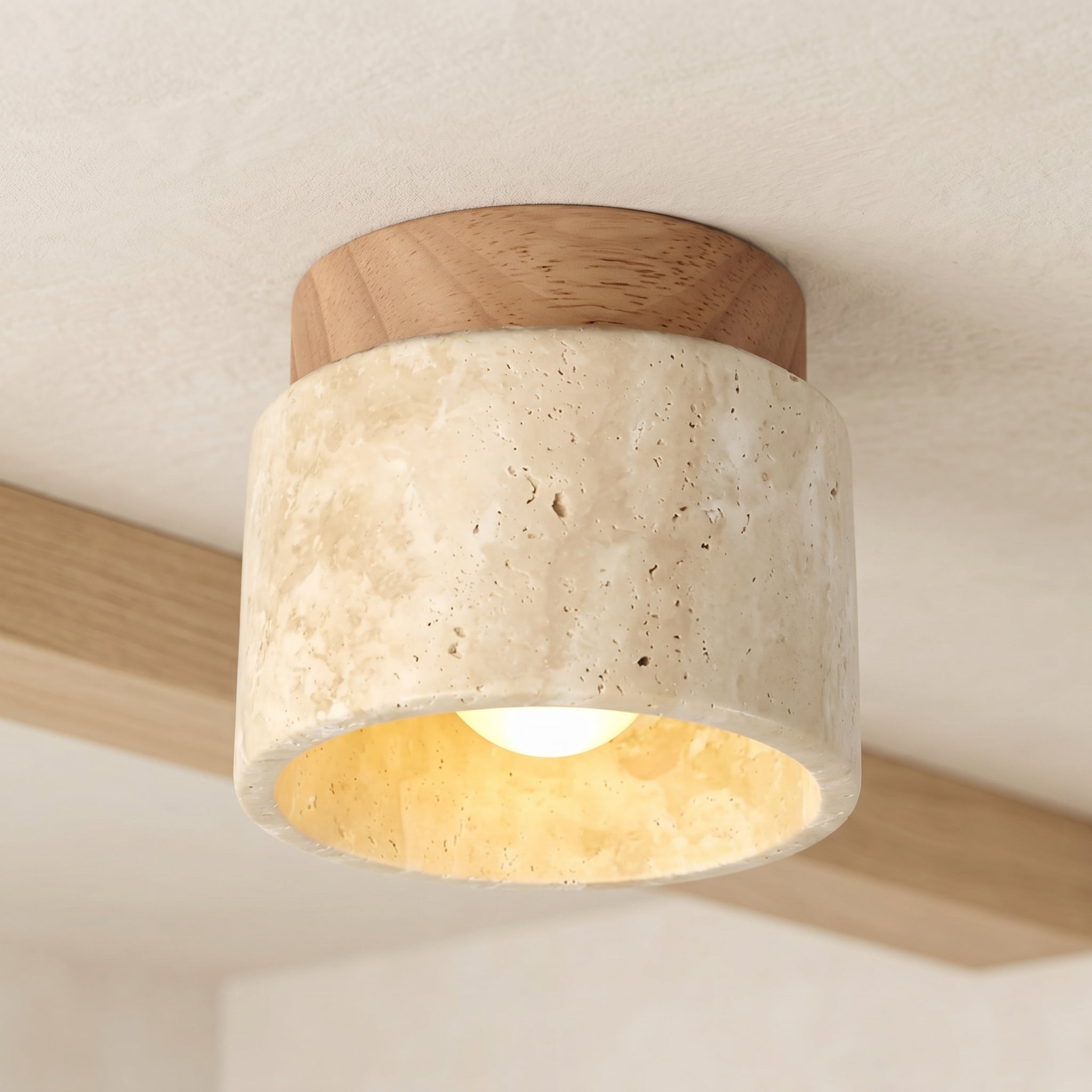 Lumen Travertine Ceiling Fixture