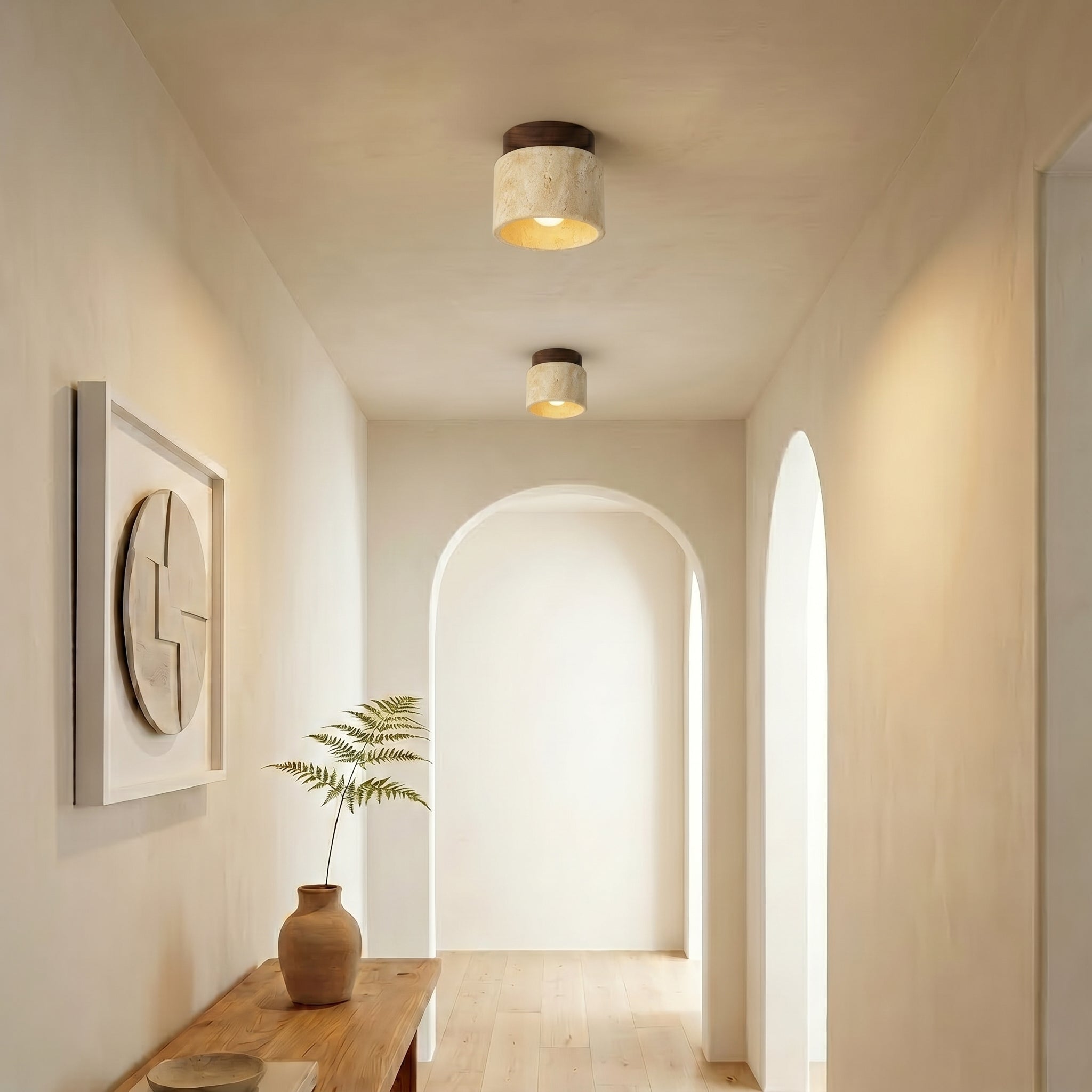 Lumen Travertine Ceiling Fixture