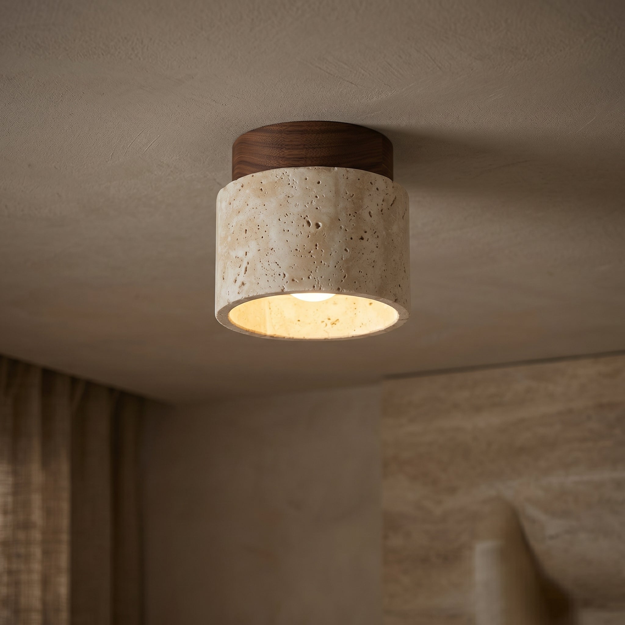Lumen Travertine Ceiling Fixture
