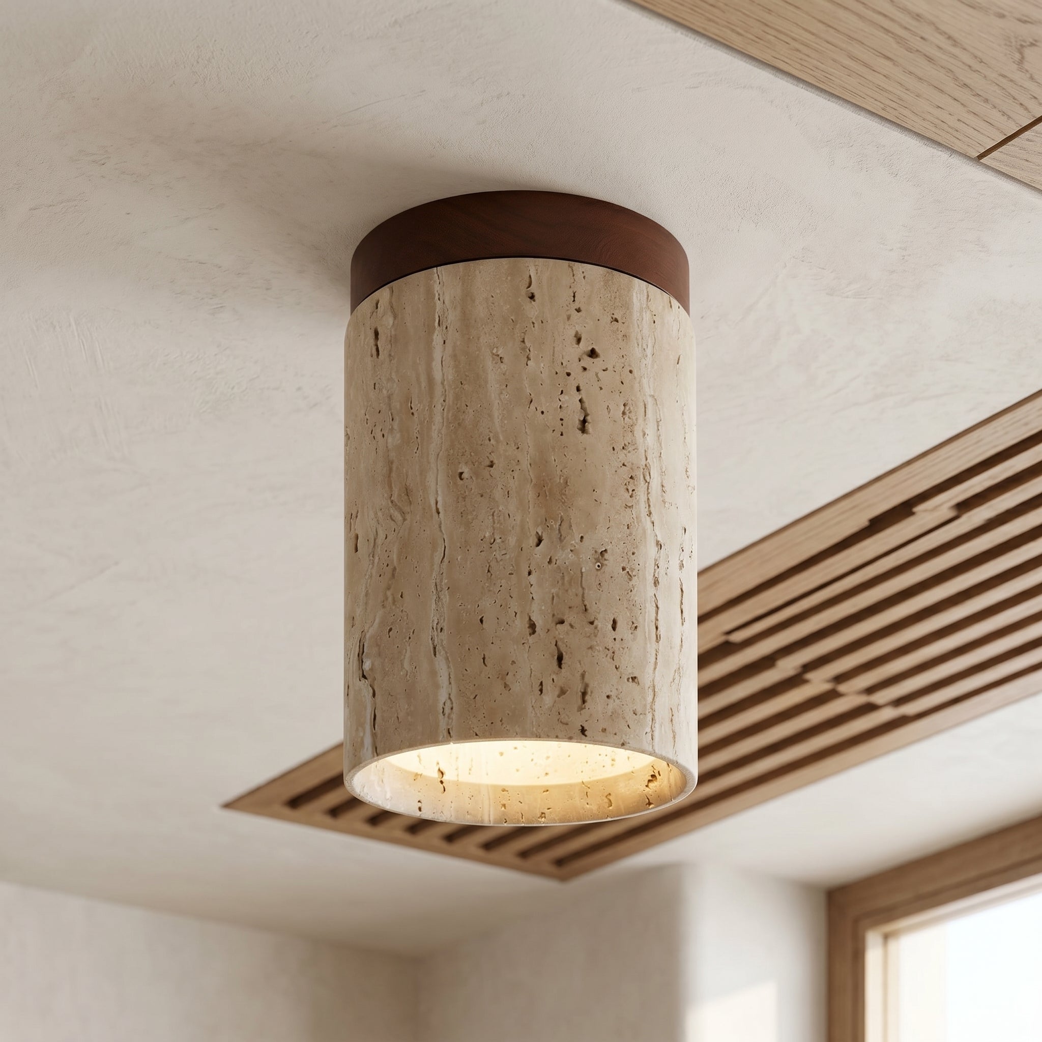 Lumen Travertine Flush Mount