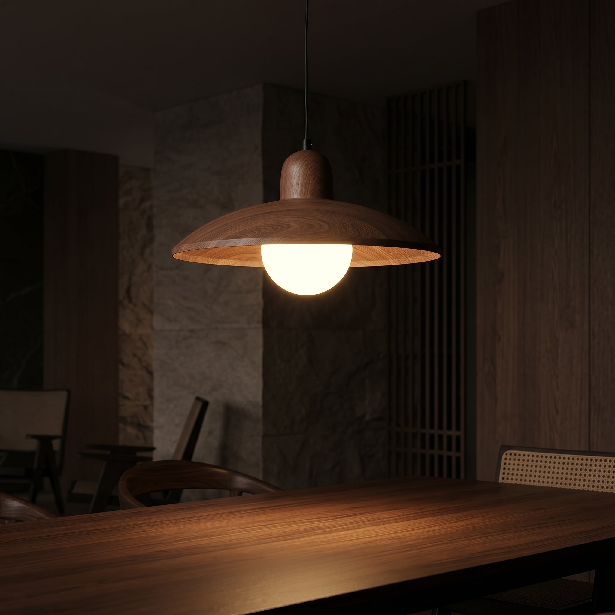 Lumen Wabi Sabi Walnut Pendant Light