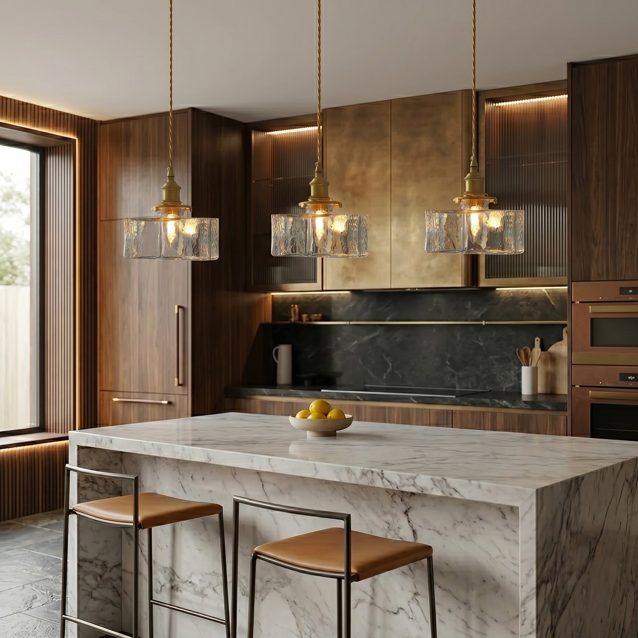 Lumen Jewel Glass Brass Pendant