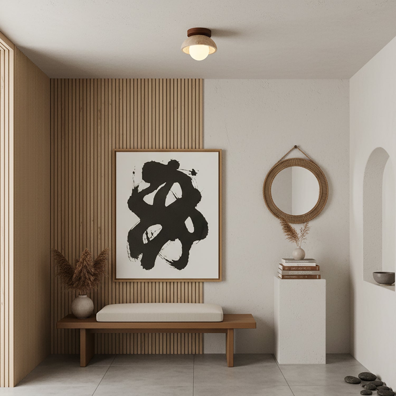 Lumen Piedra Stone Ceiling Light