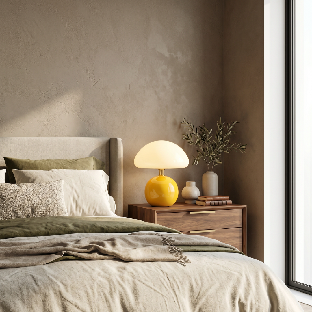Lumen Cream Ceramic Mushroom Table Lamp