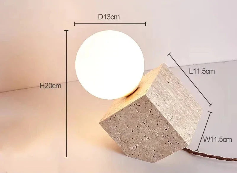 Lumen Stone Cube Orb Table Lamp