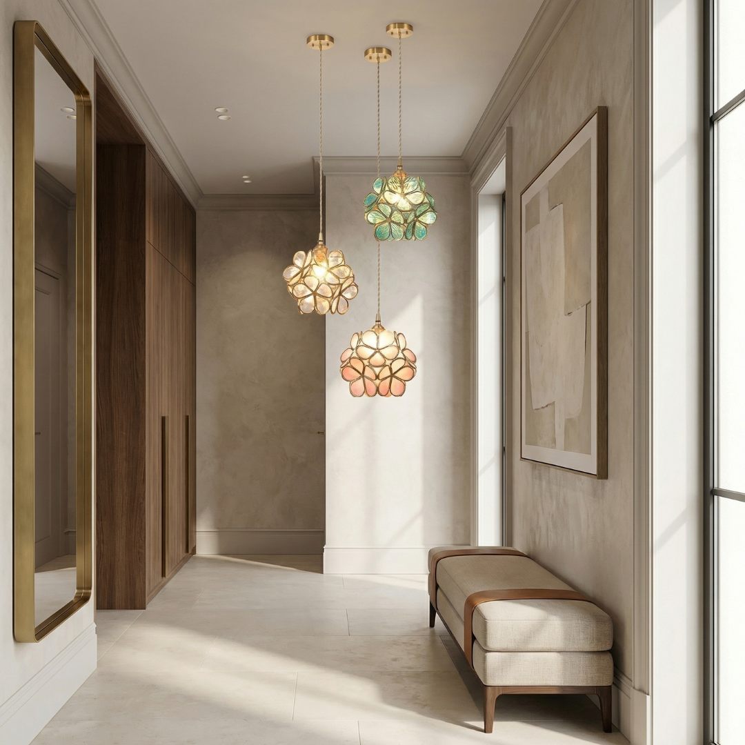 Lumen Glass Petal Louve Pendant Light