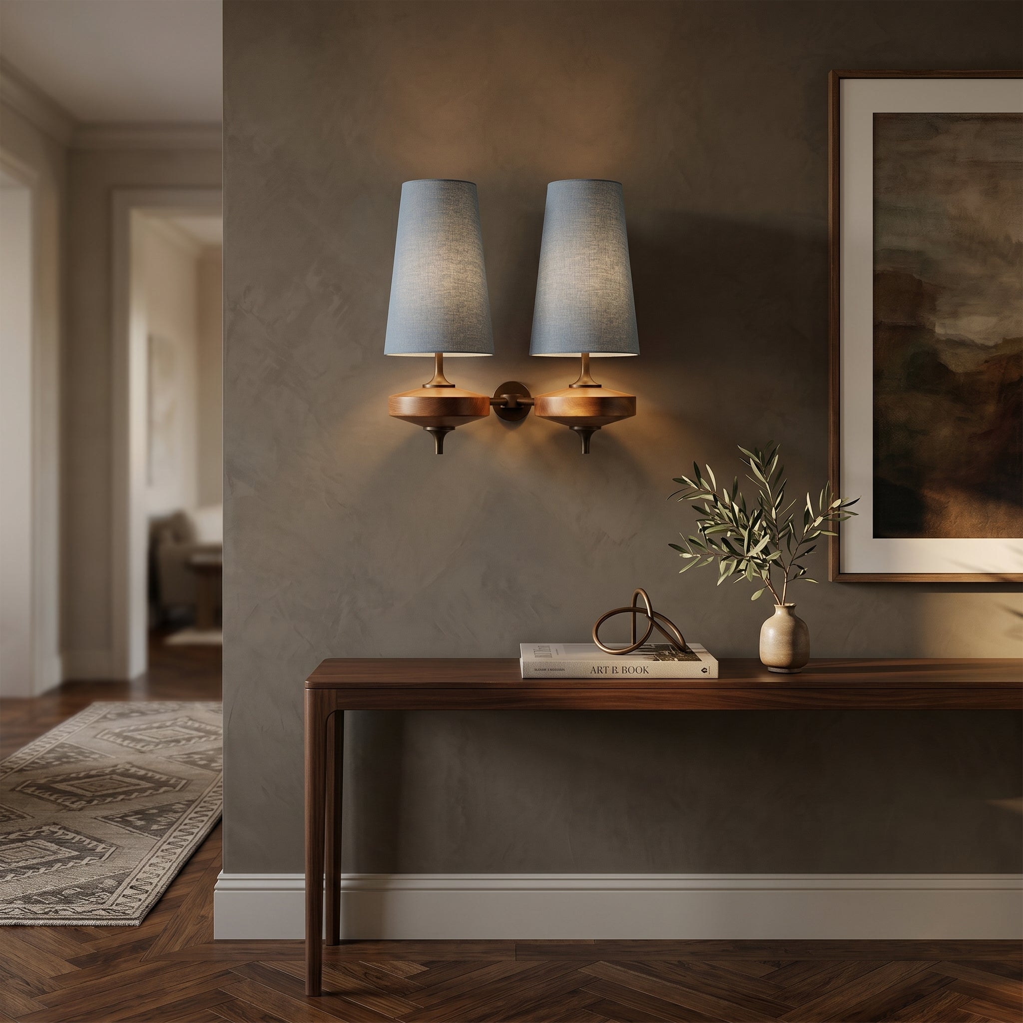 Lumen Wood Base Shade Wall Light