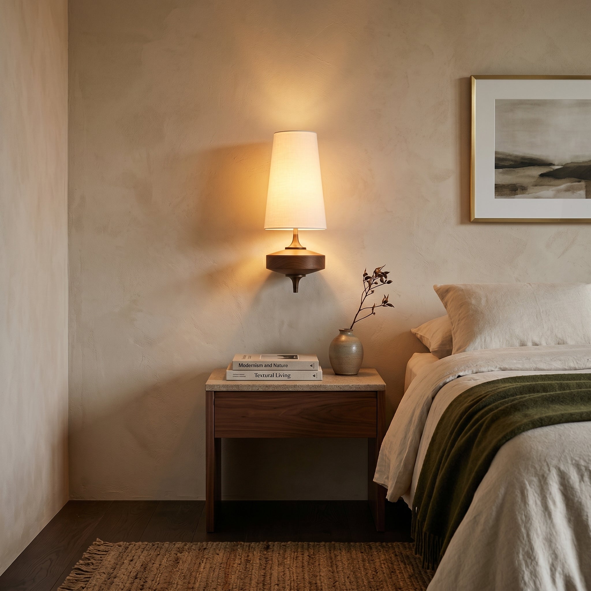 Lumen Wood Base Shade Wall Light