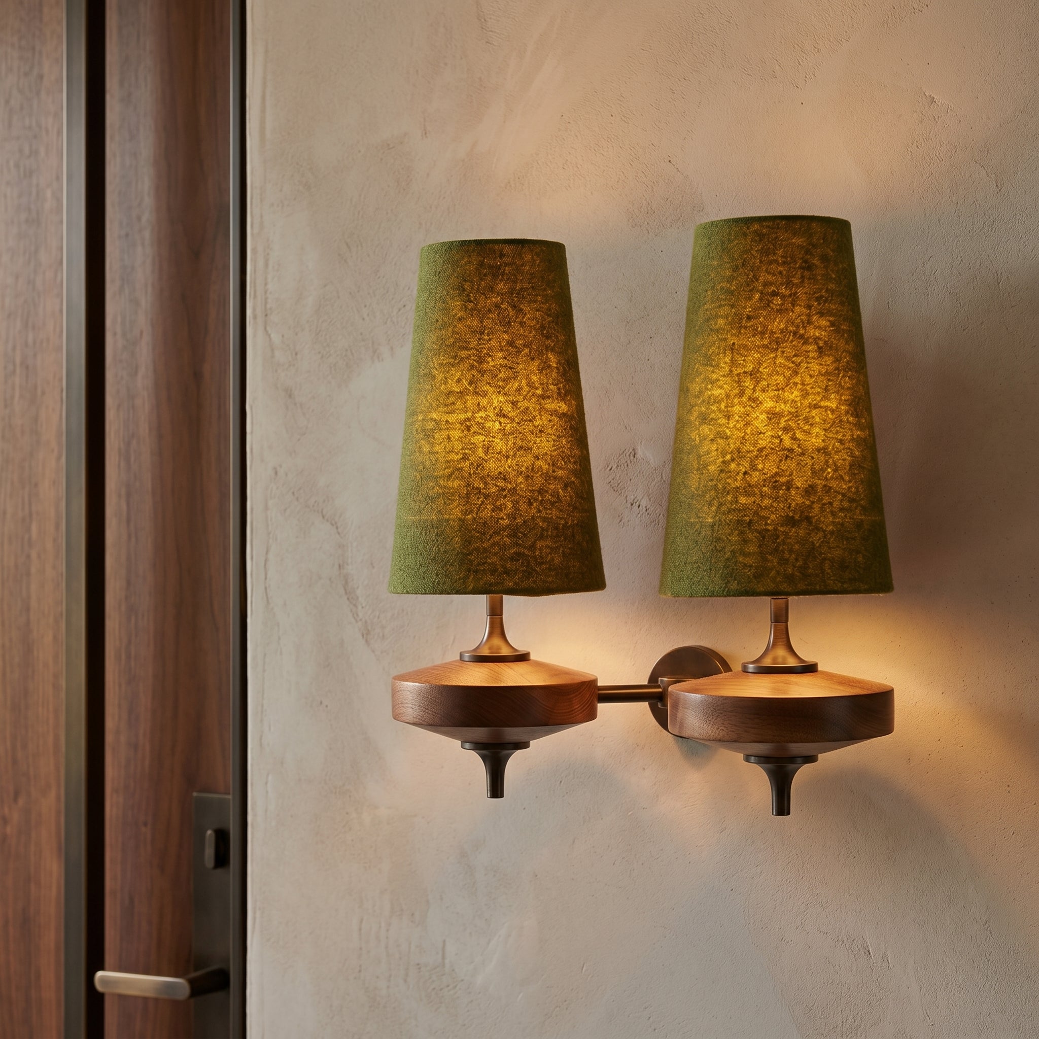 Lumen Wood Base Shade Wall Light