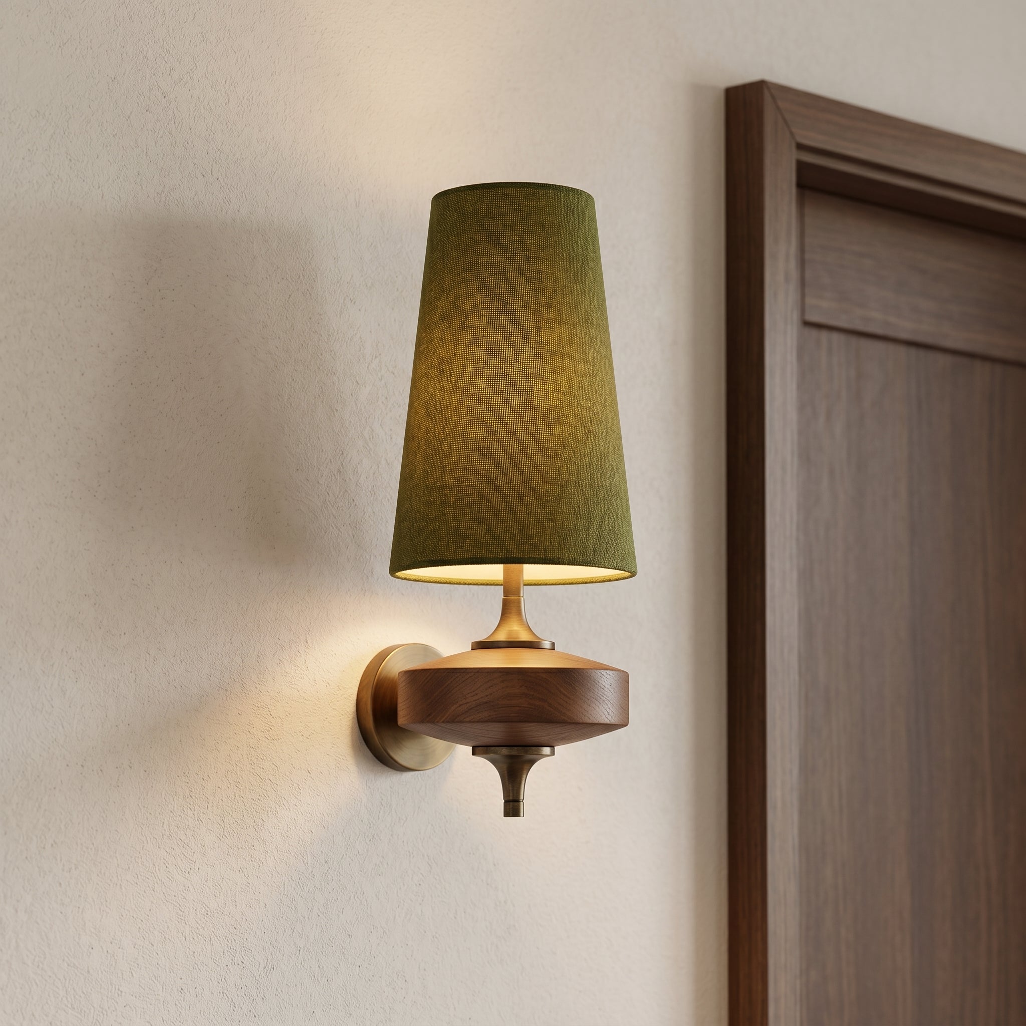 Lumen Wood Base Shade Wall Light