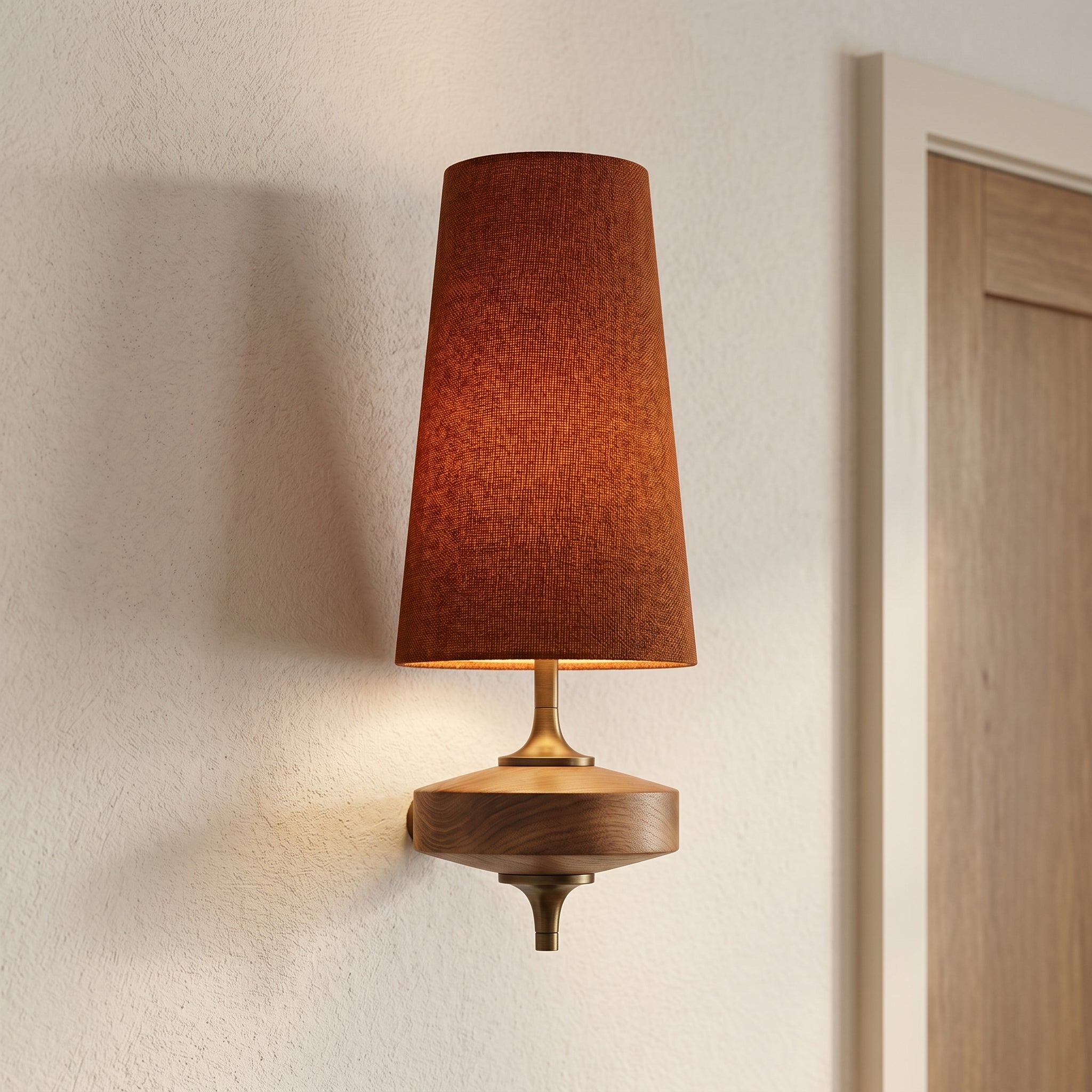 Lumen Wood Base Shade Wall Light