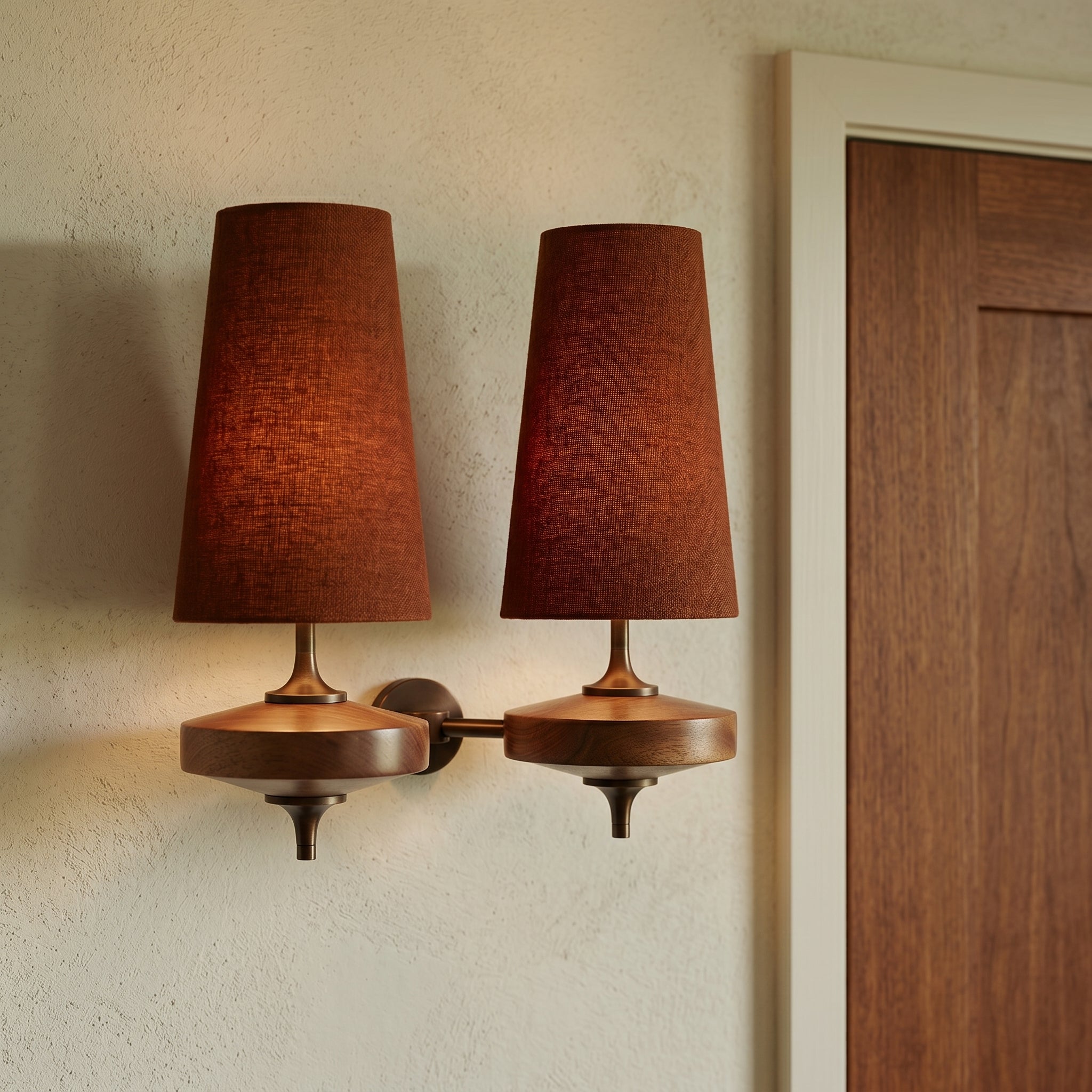 Lumen Wood Base Shade Wall Light