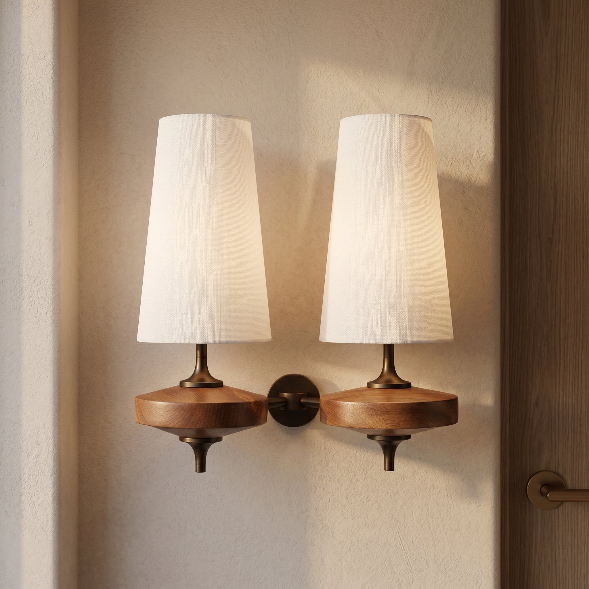 Lumen Wood Base Shade Wall Light