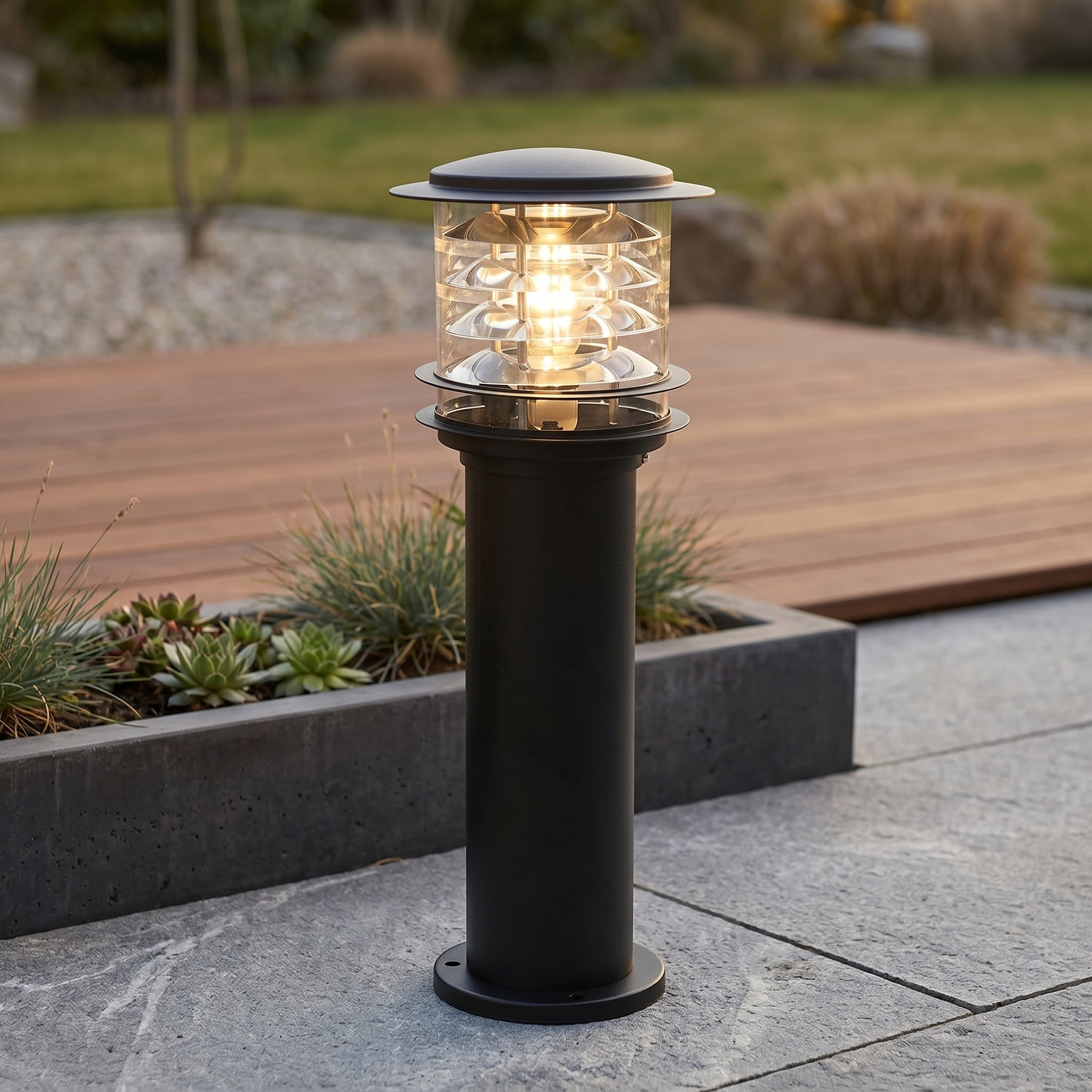 Lumen Tiered Cylinder Outdoor Post Light