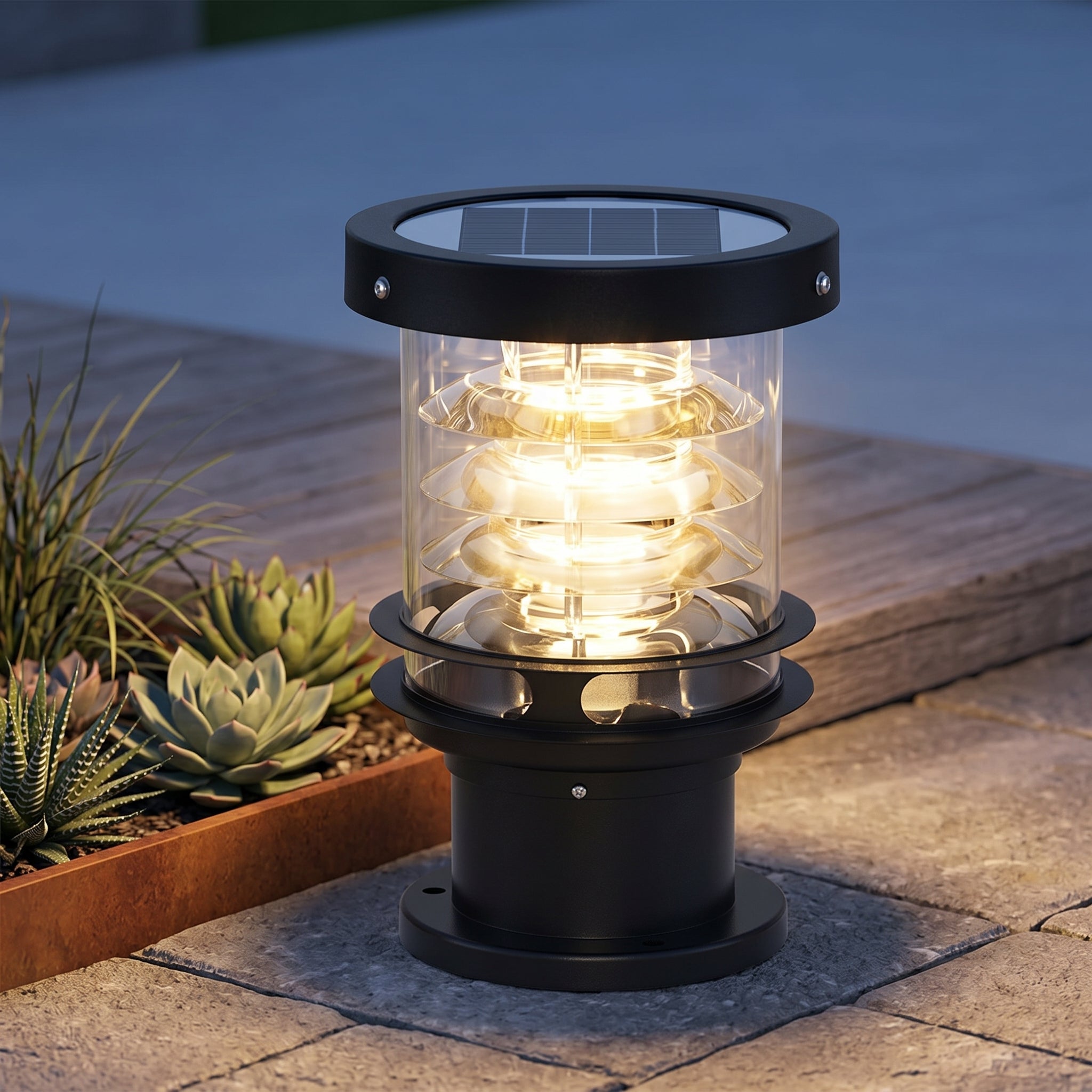 Lumen Tiered Cylinder Outdoor Post Light