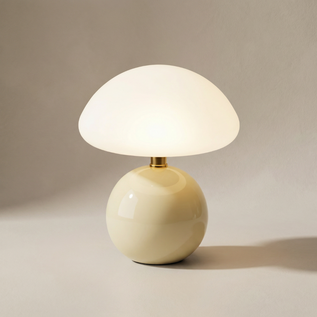 Lumen Cream Ceramic Mushroom Table Lamp