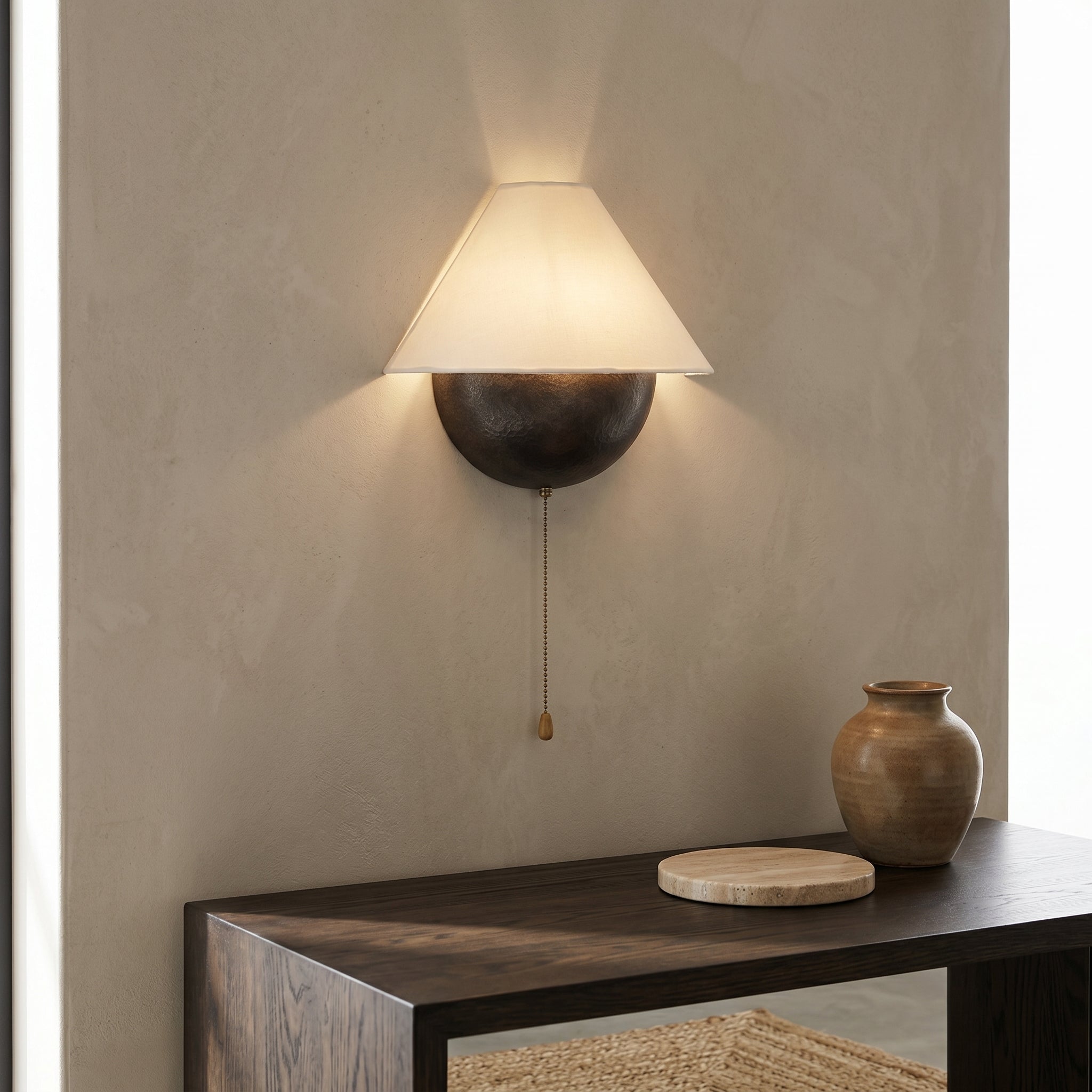 Lumen Iron Sphere Fabric Wall Sconce