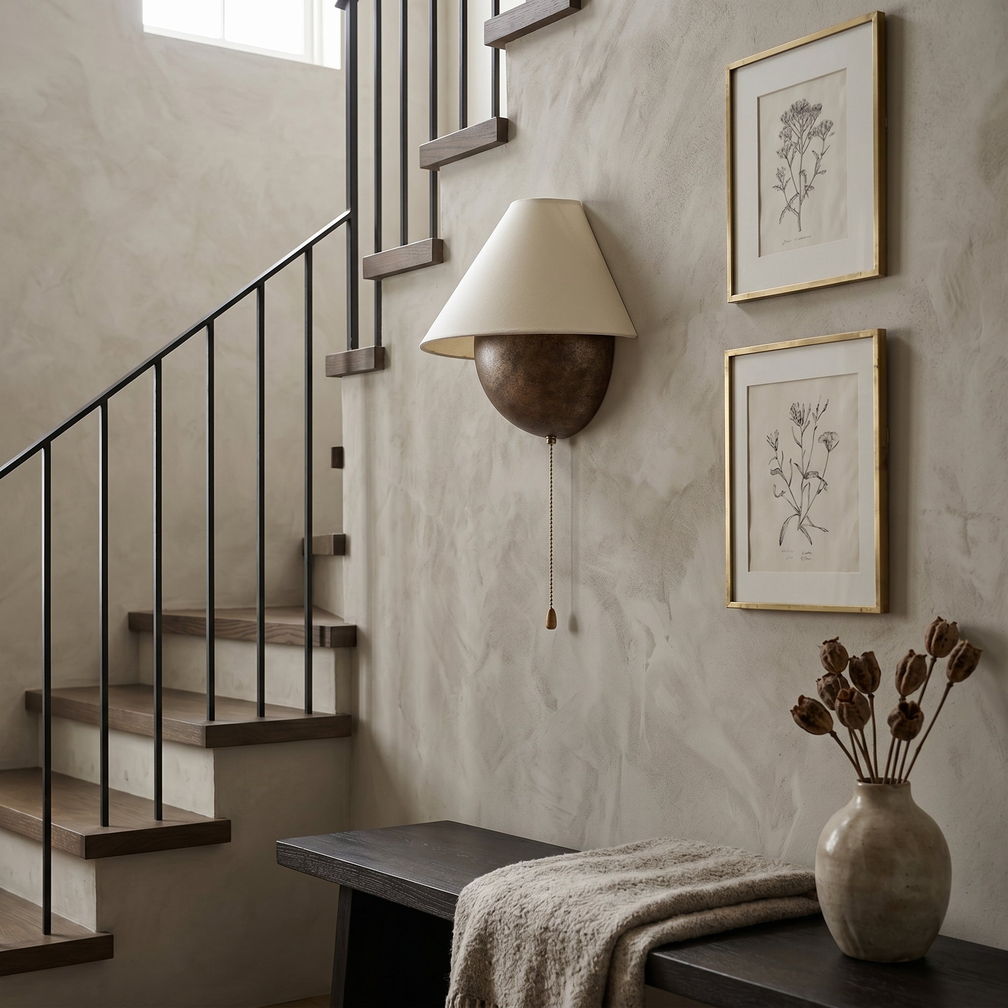 Lumen Iron Sphere Fabric Wall Sconce