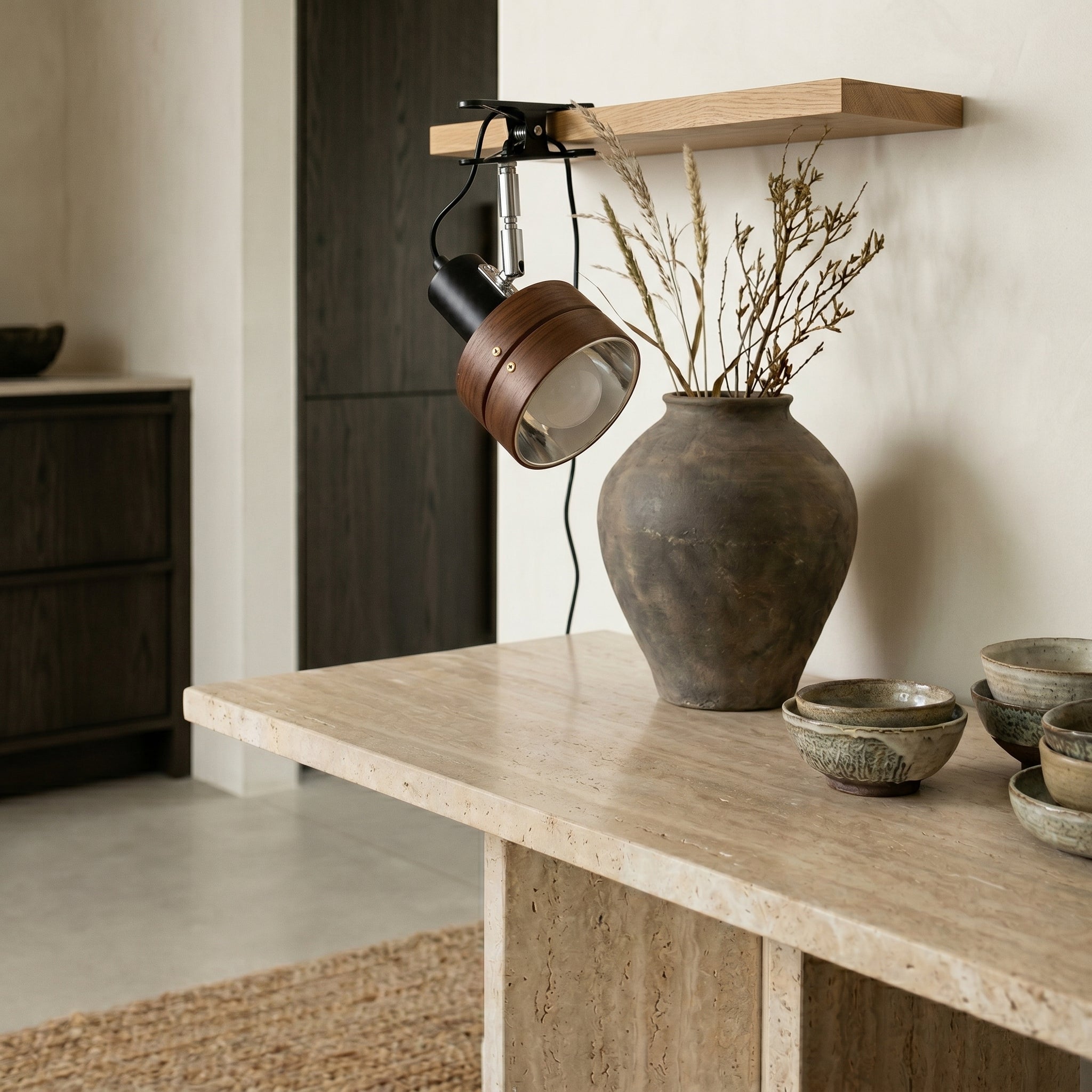 Lumen Japanese Wood Clip Table Lamp