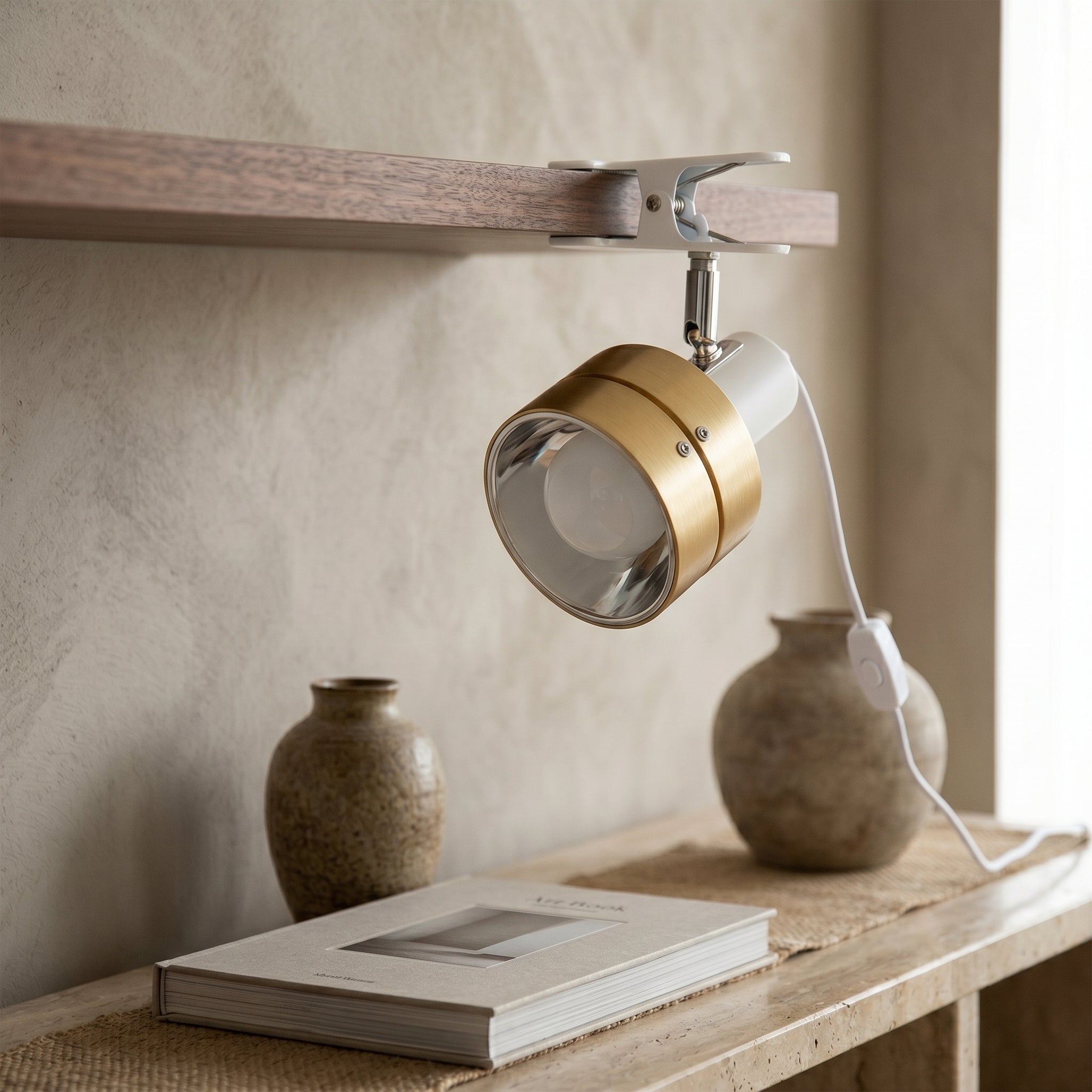 Lumen Japanese Wood Clip Table Lamp