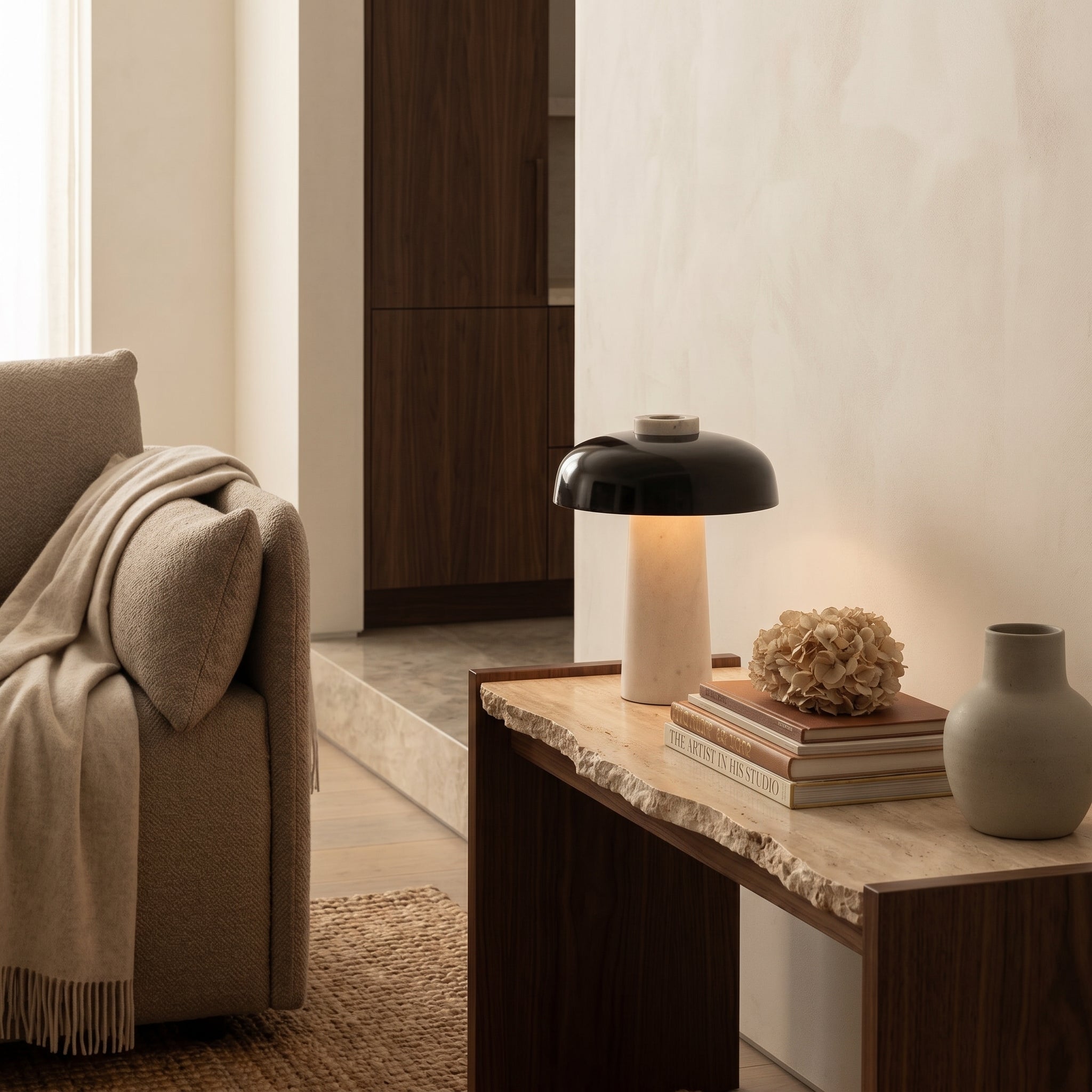 Lumen Danish Mushroom Cave Stone Table Lamp