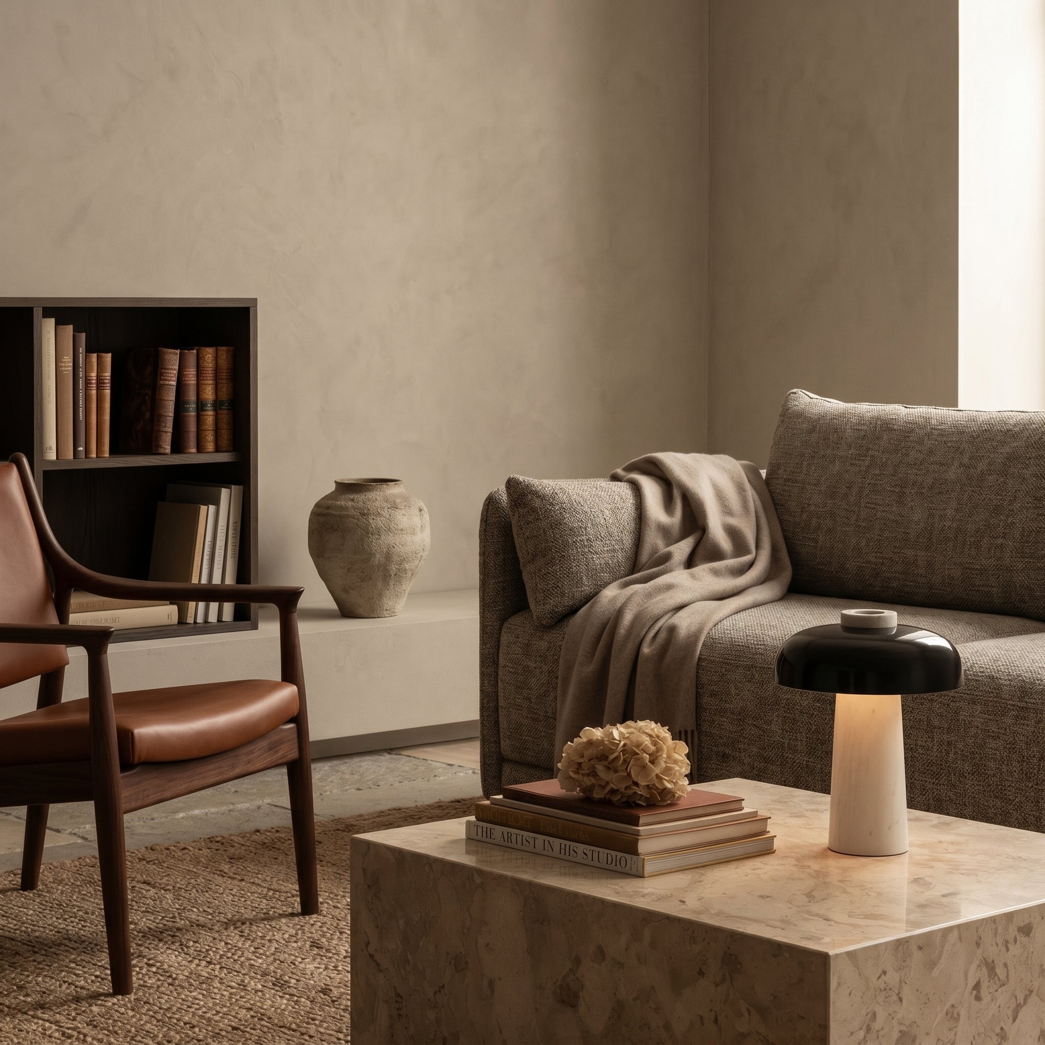 Lumen Danish Mushroom Cave Stone Table Lamp