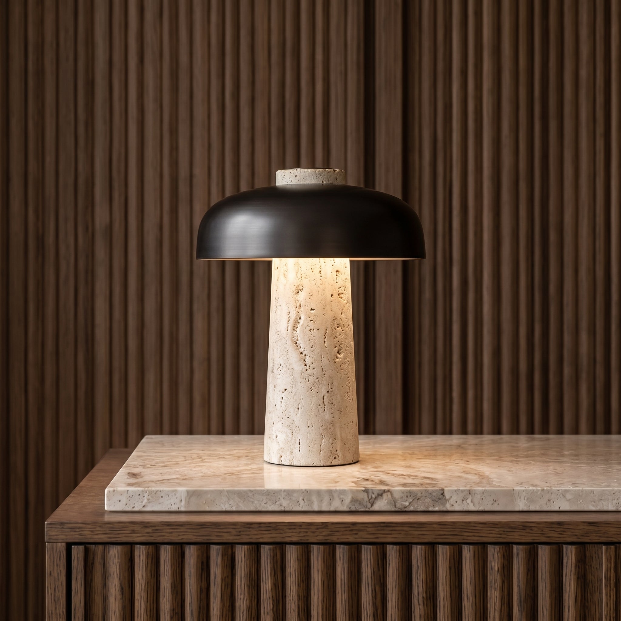 Lumen Danish Mushroom Cave Stone Table Lamp