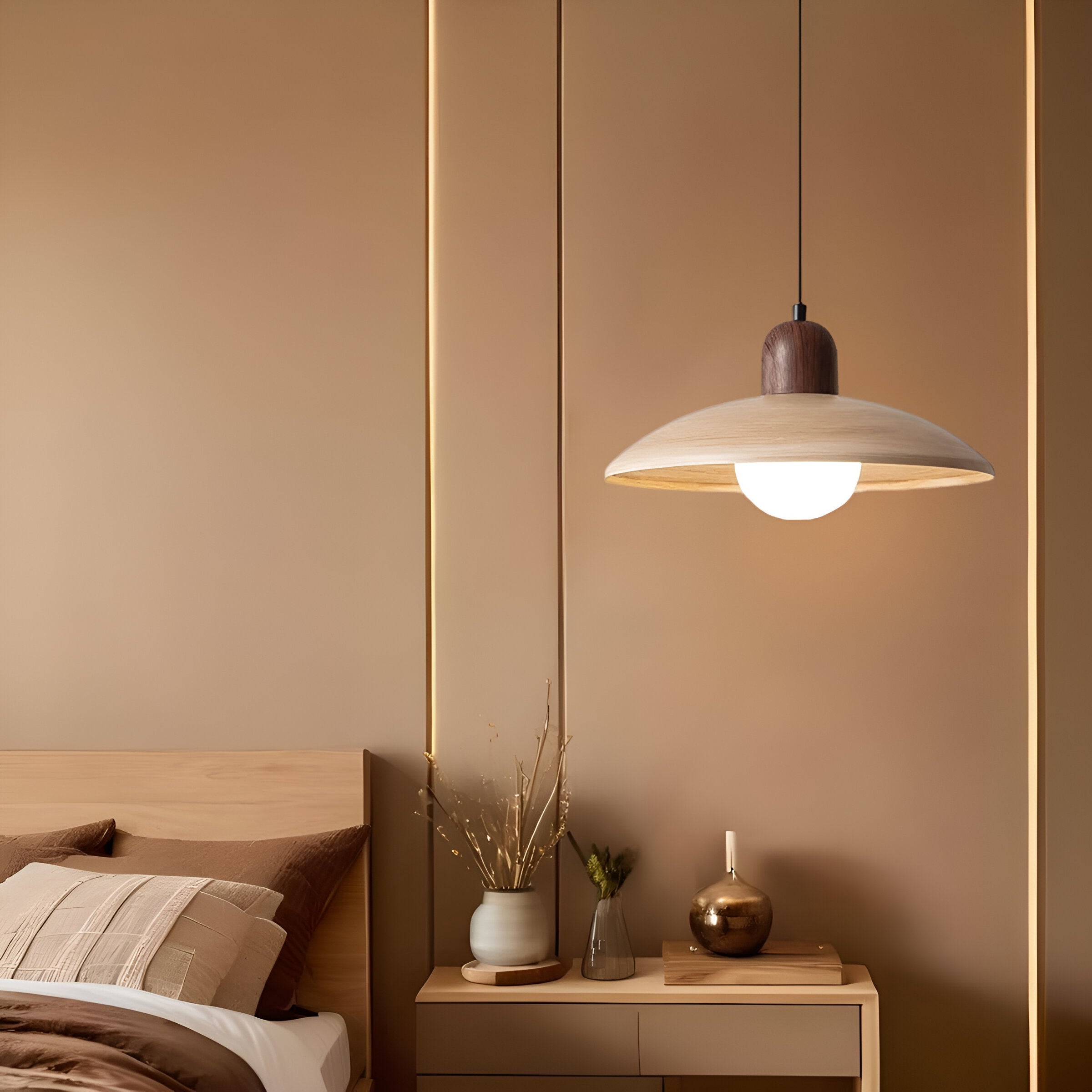 Lumen Wabi Sabi Walnut Pendant Light