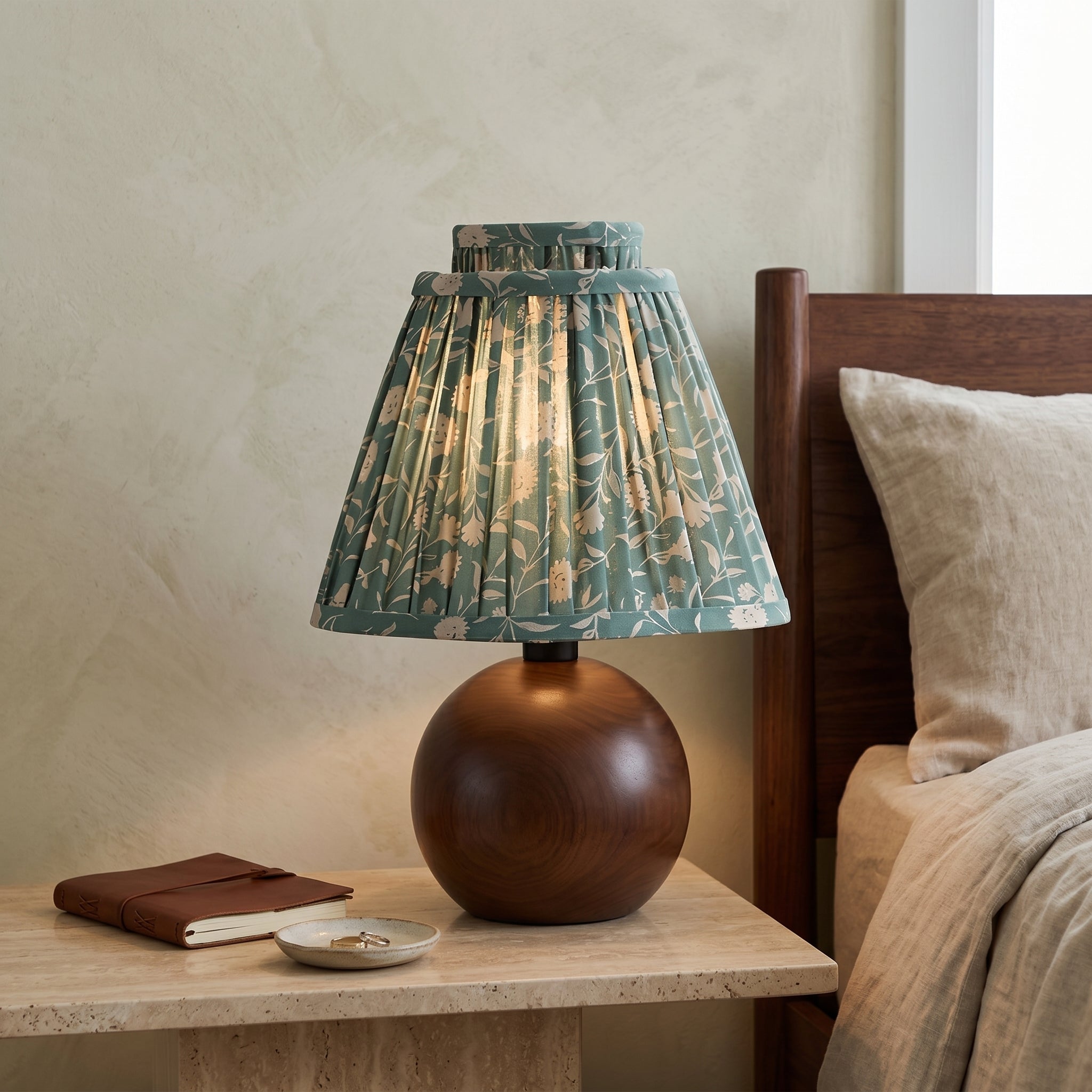 Lumen Floral Pleated Bedside Lamp