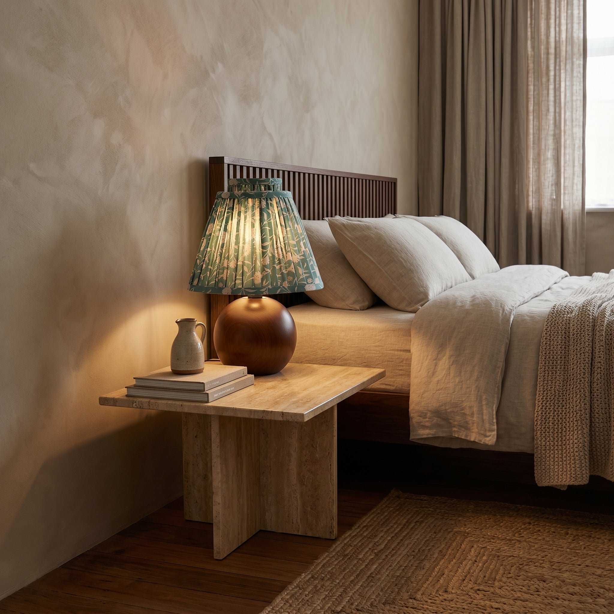Lumen Floral Pleated Bedside Lamp