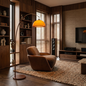 Lumen Walnut Arc Floor Lamp