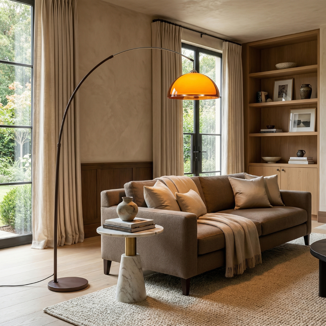 Lumen Walnut Arc Floor Lamp